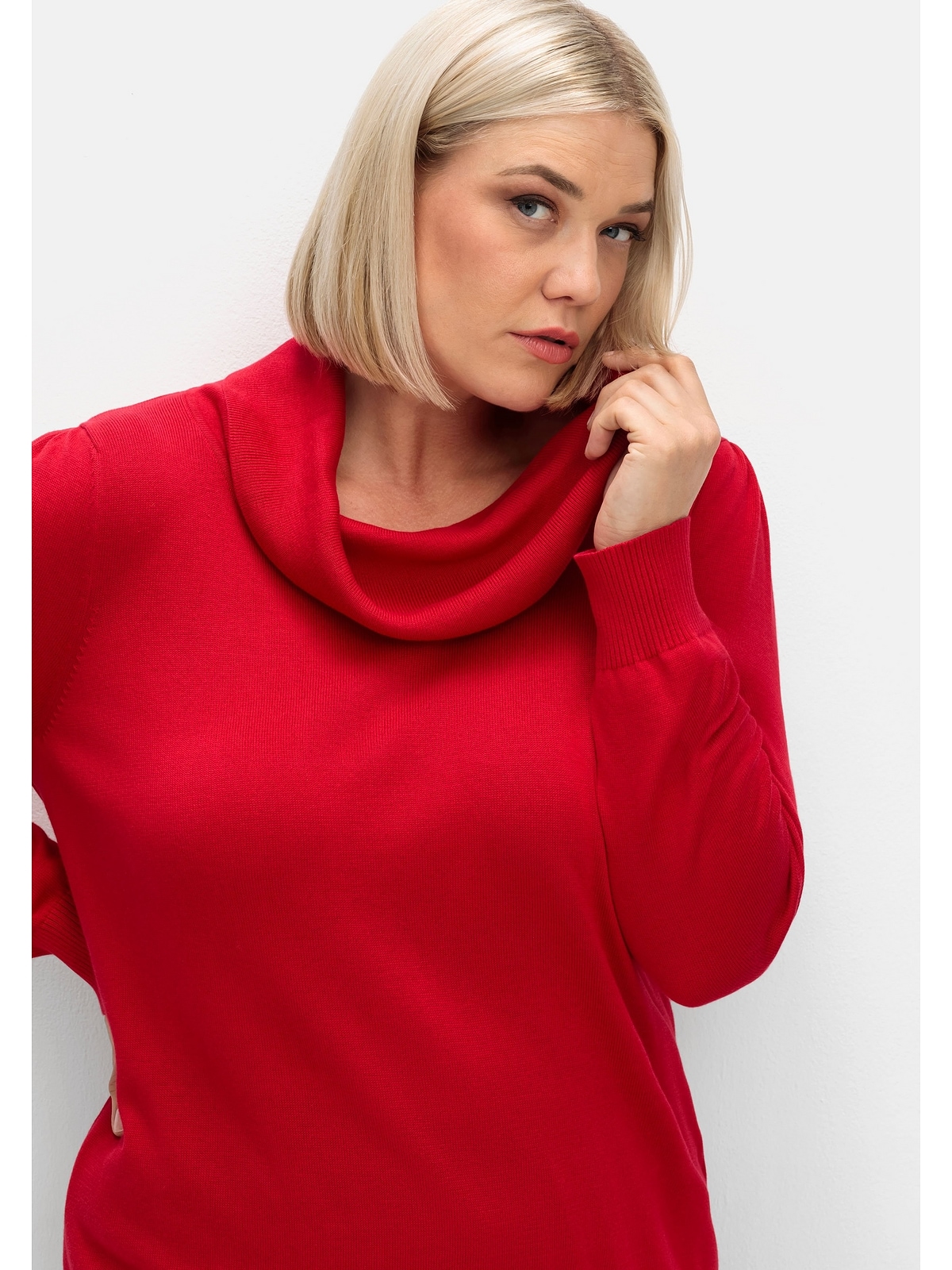 Sheego Strickpullover »Große Größen«, mit weitem Wasserfall-Rollkragen
