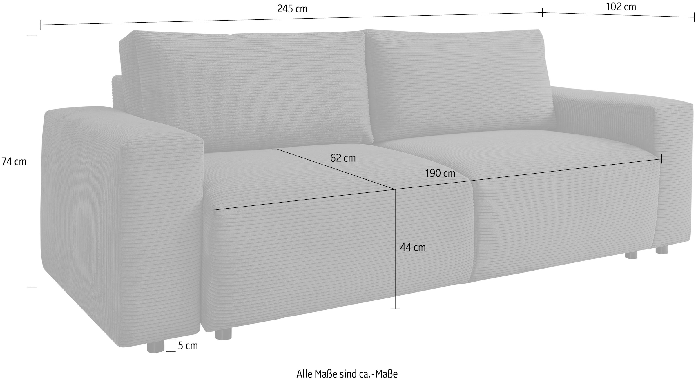 WERK2 Schlafsofa »Lima, inkl. Bettkasten, Breite 245 cm«