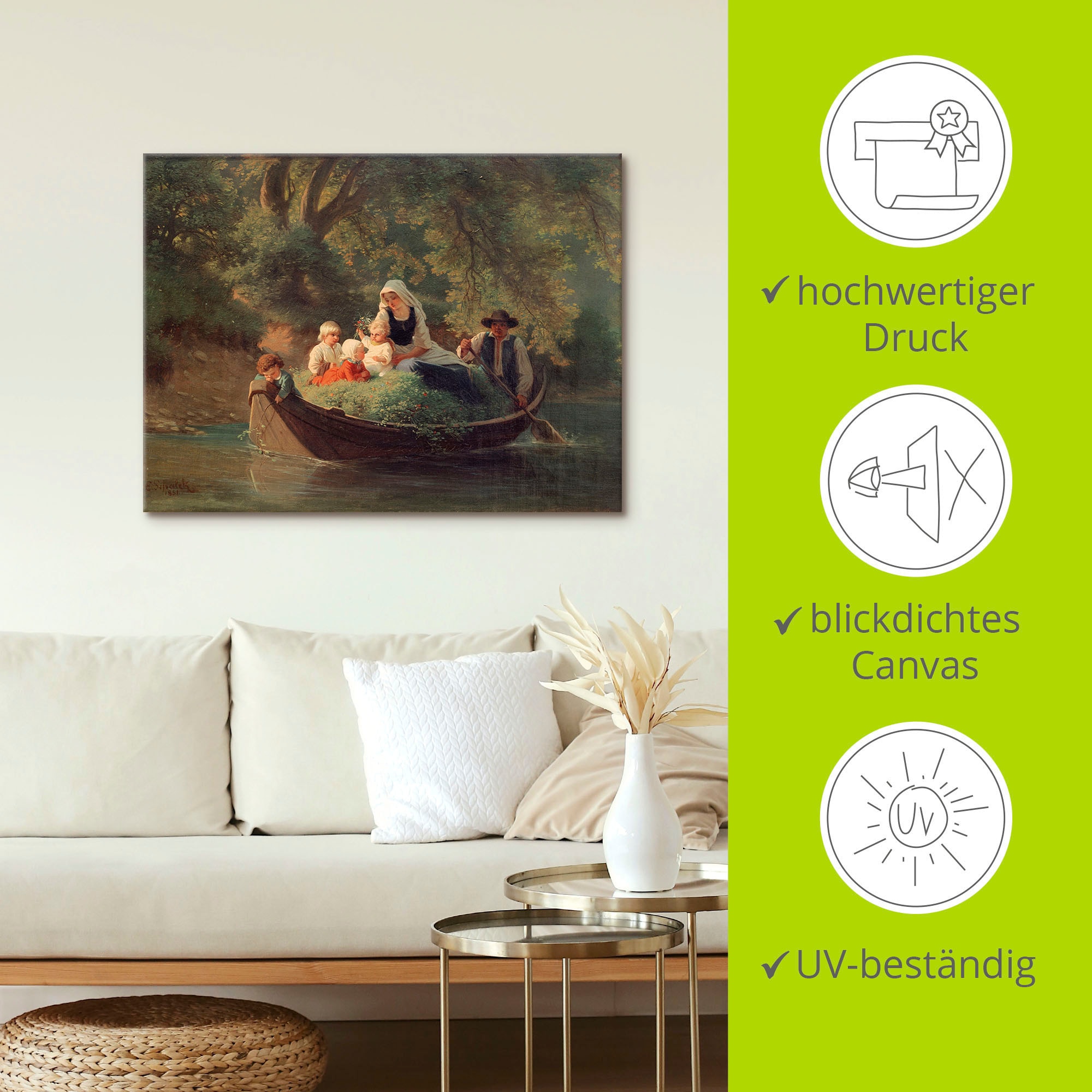 Artland Wandbild »Bauernfamilie in einem Boot« Gruppen & Familien 1 Stk. tlg. auf Holzrahmen gespannt