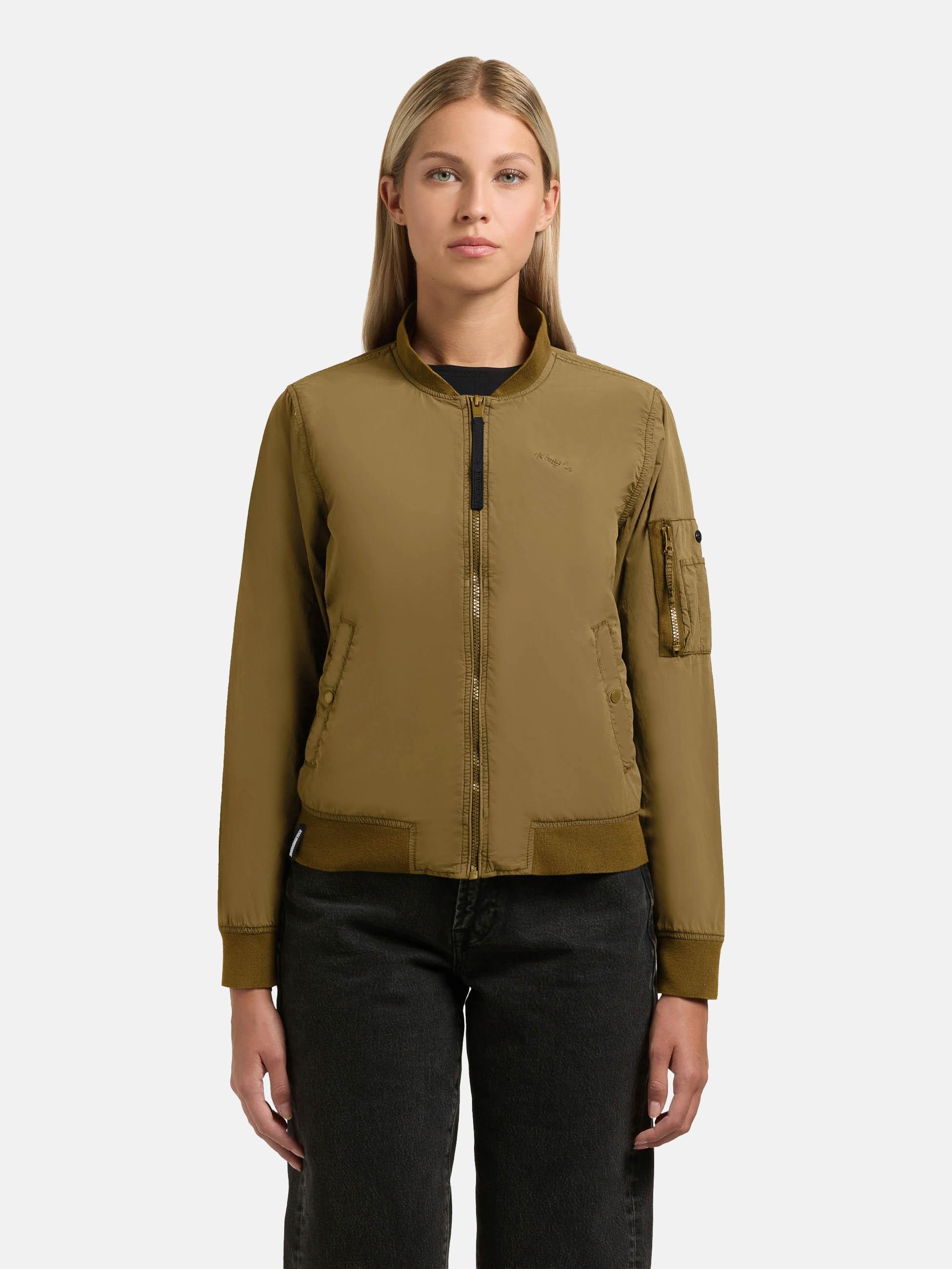 Bomberjacke KHUJO "Denz", Damen, Gr. XXL (44), grün, Material: 100% Nylon, lässig geschnitten hüftbedeckend, Ärmel ohne Ärmelschlitz Rippstrickbündchen, Jacken Bomberjacke, Matte Damen Übergangsjacke mit Bündchen