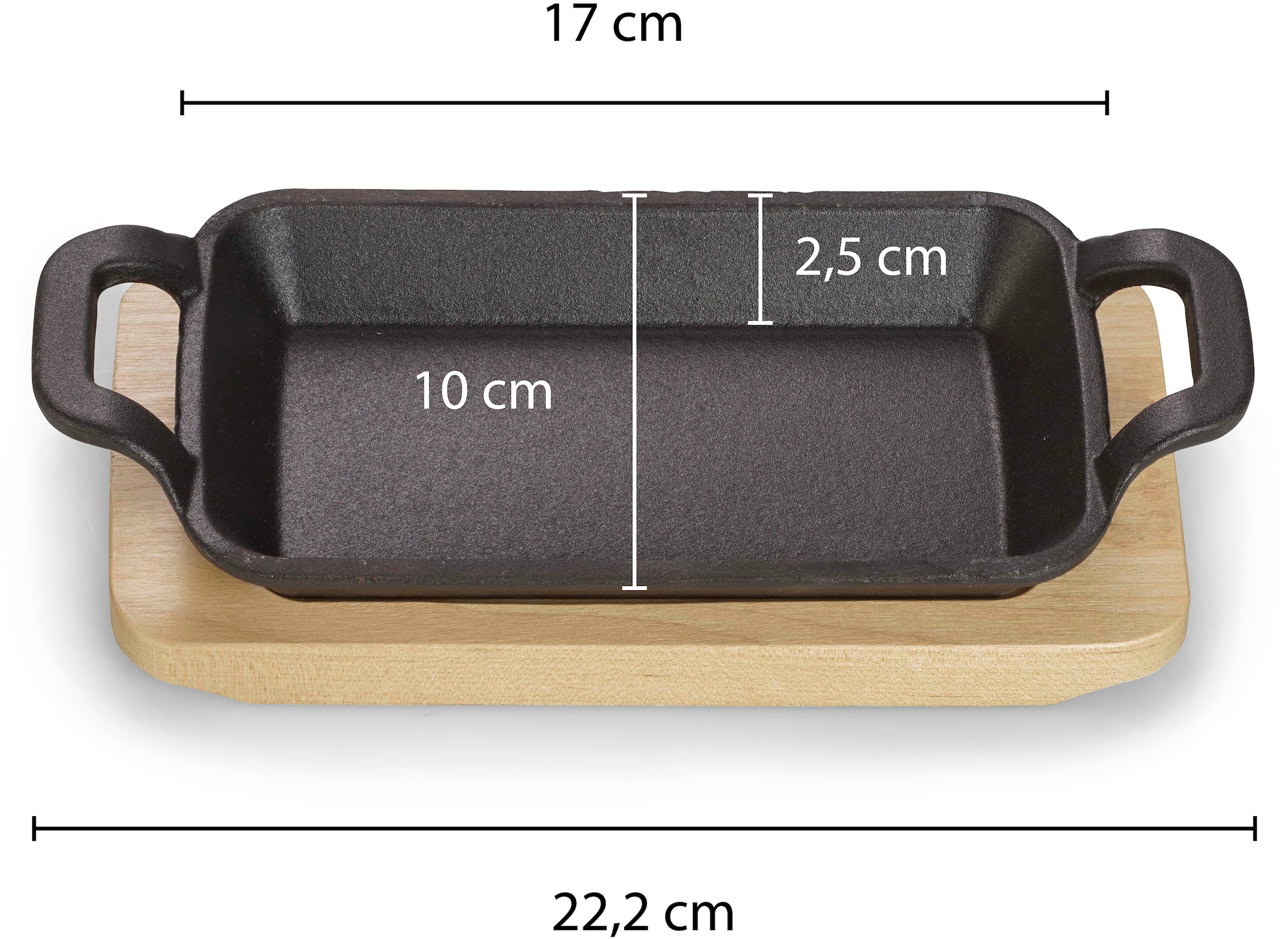 ECHTWERK Auflaufform, Gusseisen, (1 St.), Mini-Auflaufform mit Servierbrett. Für Backöfen, Grill, BBQ