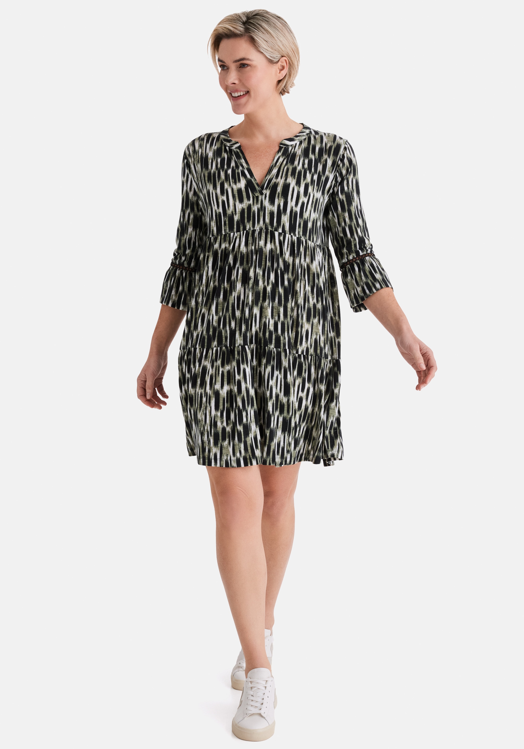 STOOKER WOMEN Midikleid "TUNIKA Kleid V-Neck" Tunika Kleid mit V-Ausschnitt Figurumspielend für Damen