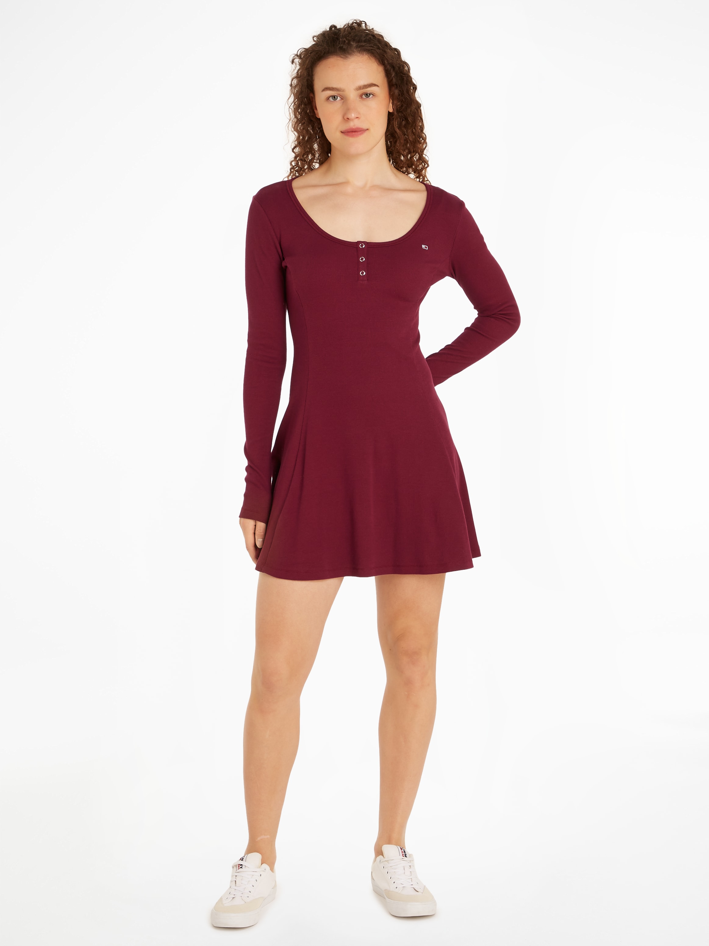 Blusenkleid »TJW HENLEY FLARE DRESS«, mit Tommy Jeans Flagge