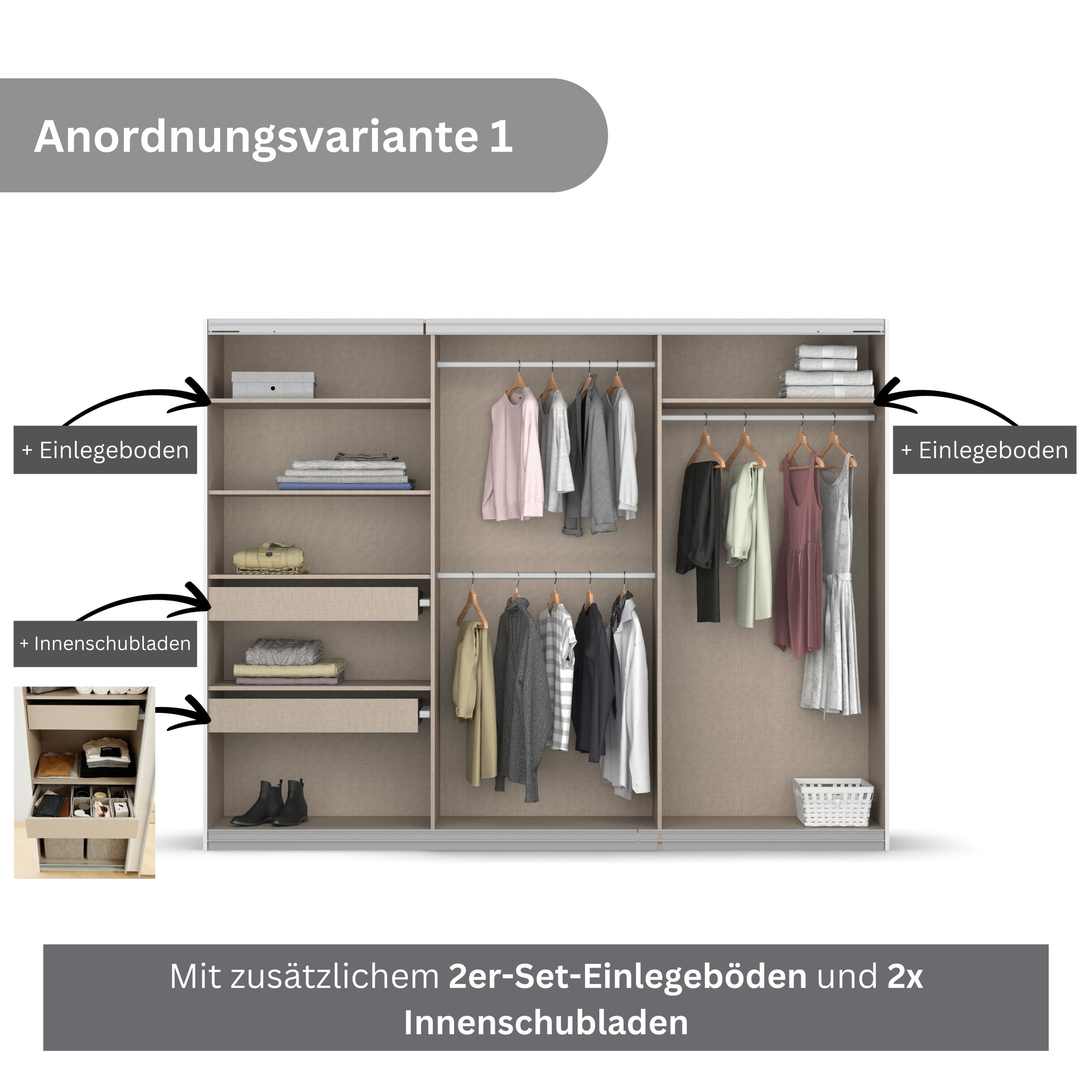 Thumbnail - rauch Schwebetürenschrank "Kleiderschrank Schrank Garderobe BESTSELLER KOLUNA mit Spiegel", inkl. 2 Innenschubladen sowi...