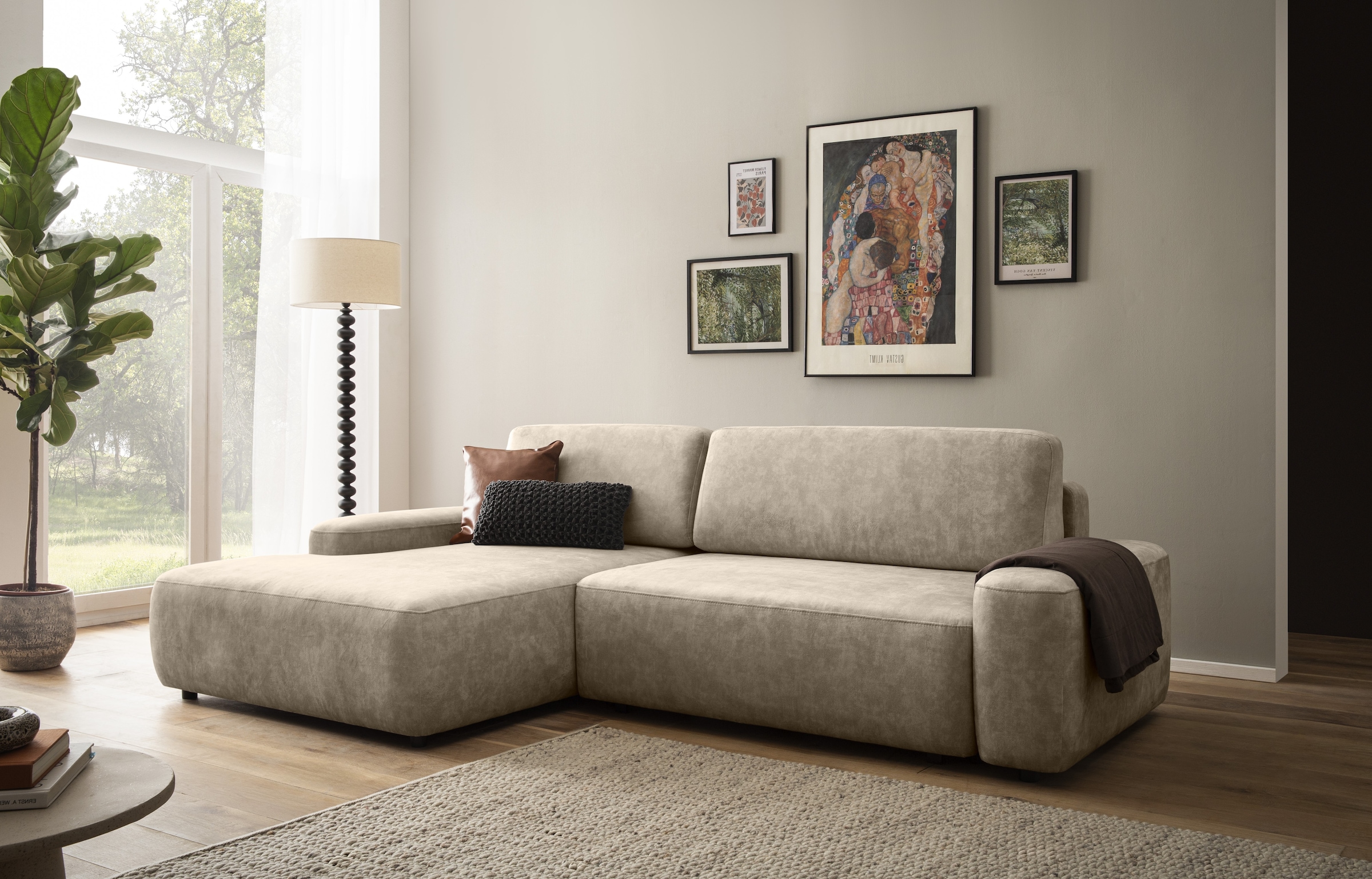 Home affaire Ecksofa "TORGE (264cm), Schlafsofa in Cord, Samtvelours o Stru günstig online kaufen