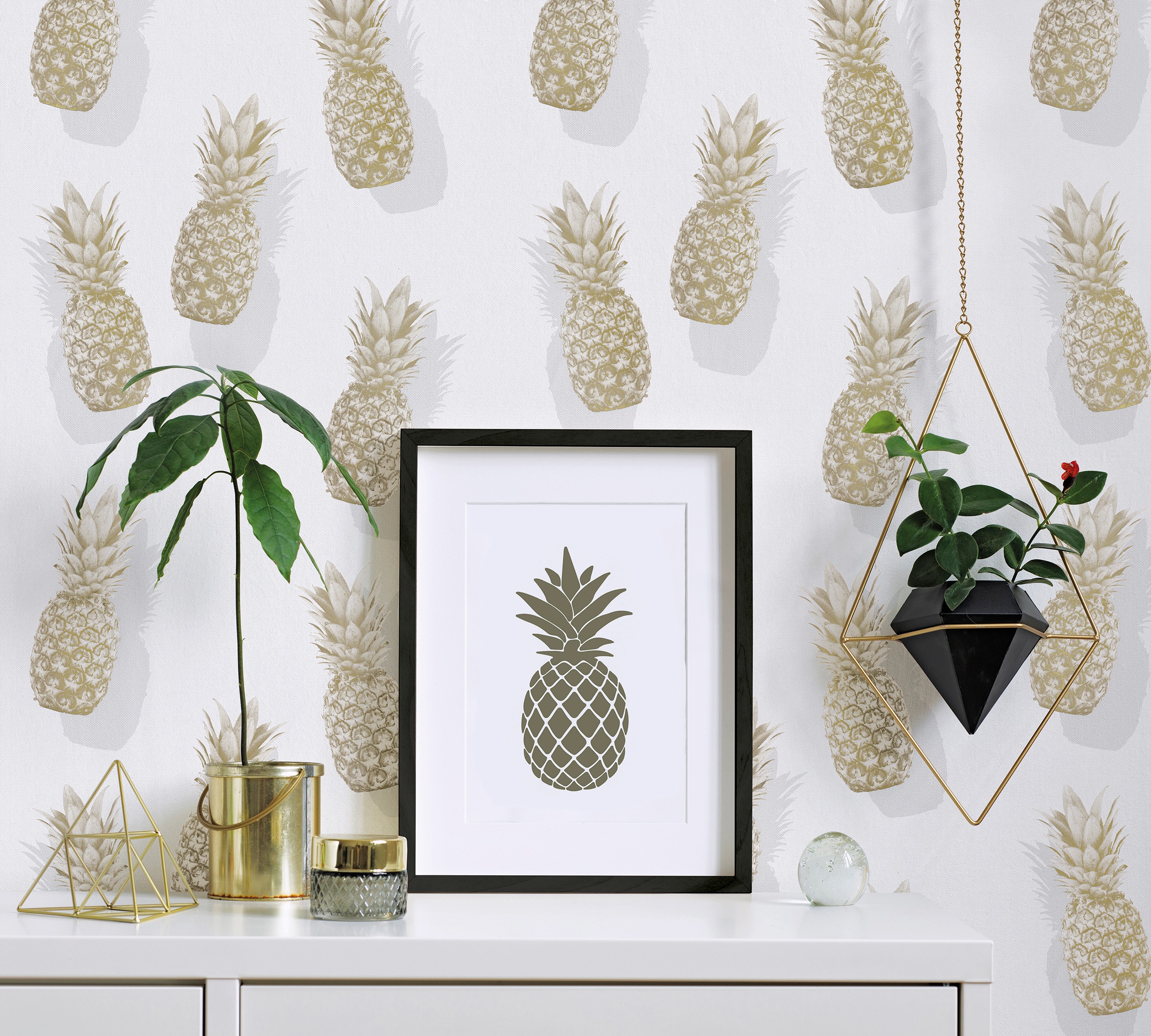 Marburg Vliestapete tropisch Ananas, moderne Tapete für Wohnzimmer Schlafzimmer Küche