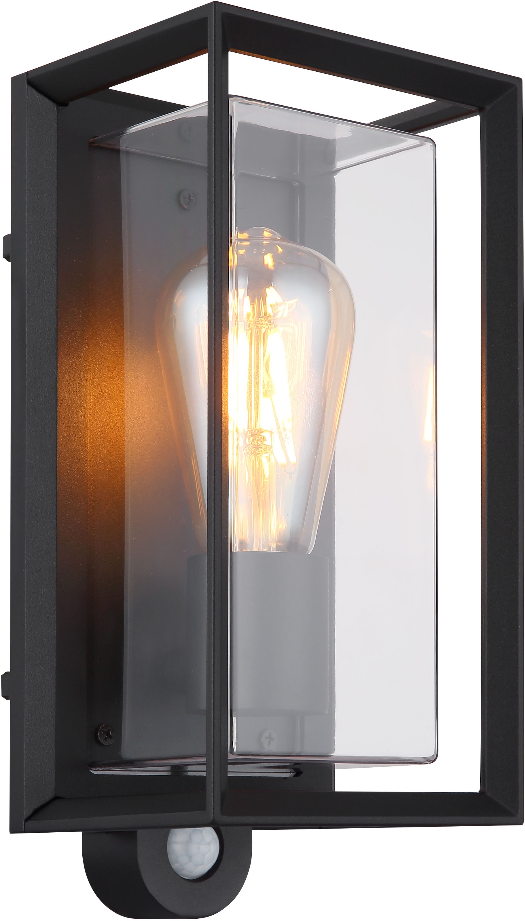 GLOBO LIGHTING Außen-Wandleuchte »LOGANA«, Leuchtmittel E27 | ohne Leuchtmittel, Außenlampe/schwarz/Sensor/IP44/Terrasse/Wand