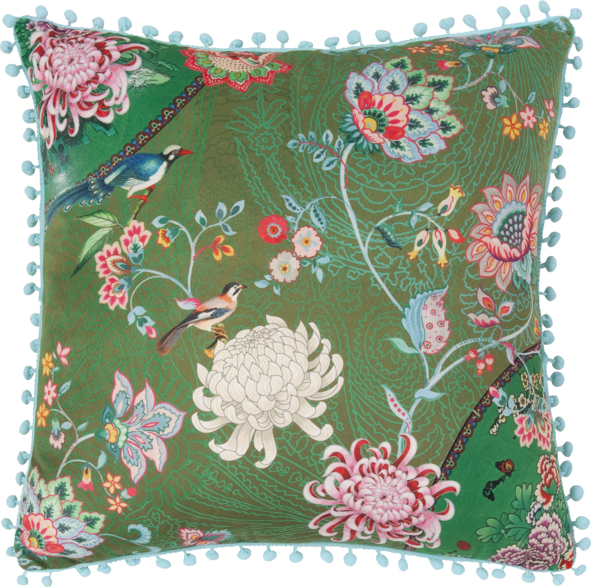Happiness Dekokissen »Ming«, Mit Füllung, 1 Stück, Mit Pompoms, Wendeoptik, Sehr Weich, Blumen