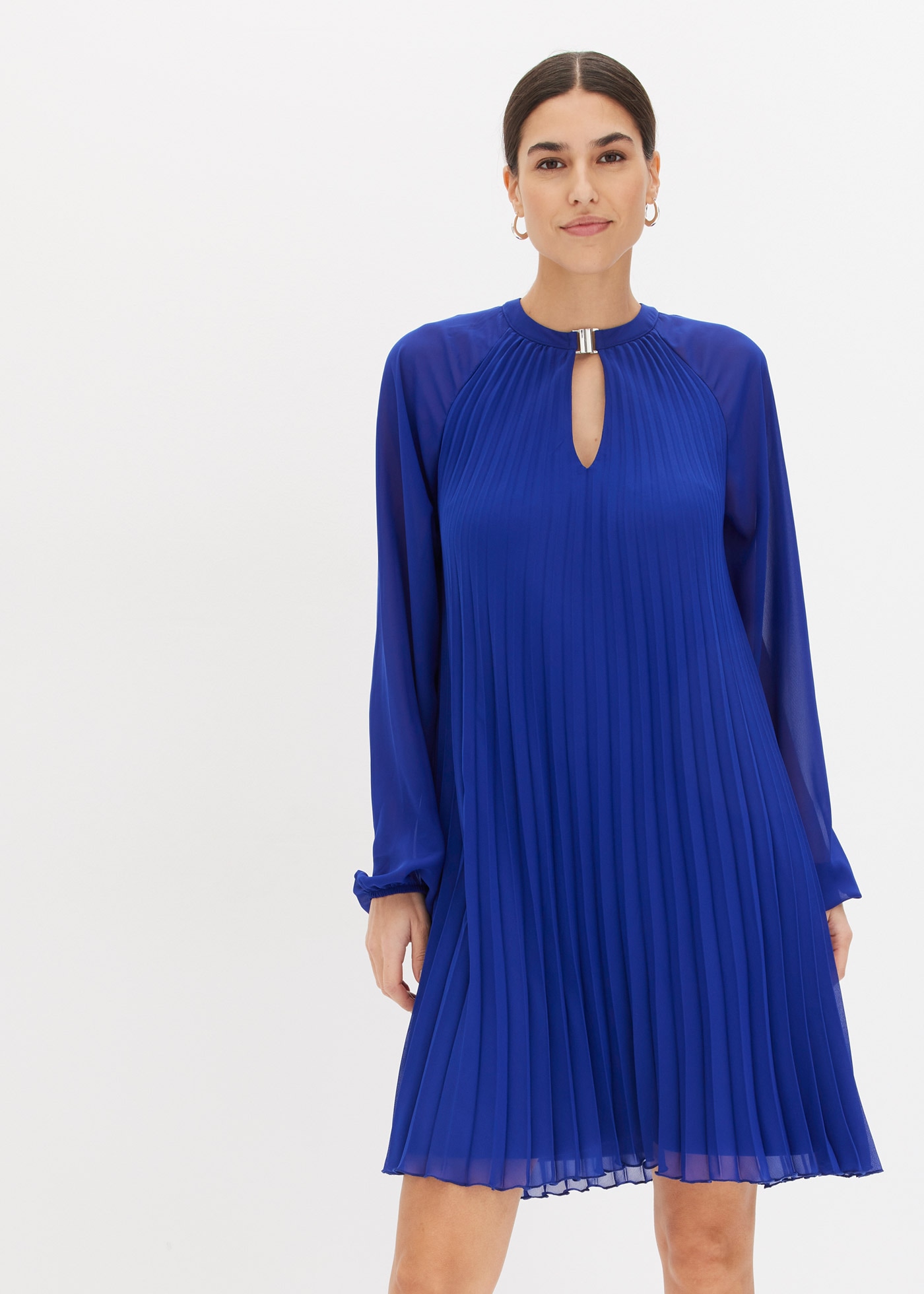 bonprix für Damen, aus Chiffon, mit Plissee, mit Ballonärmeln, in A-Linie