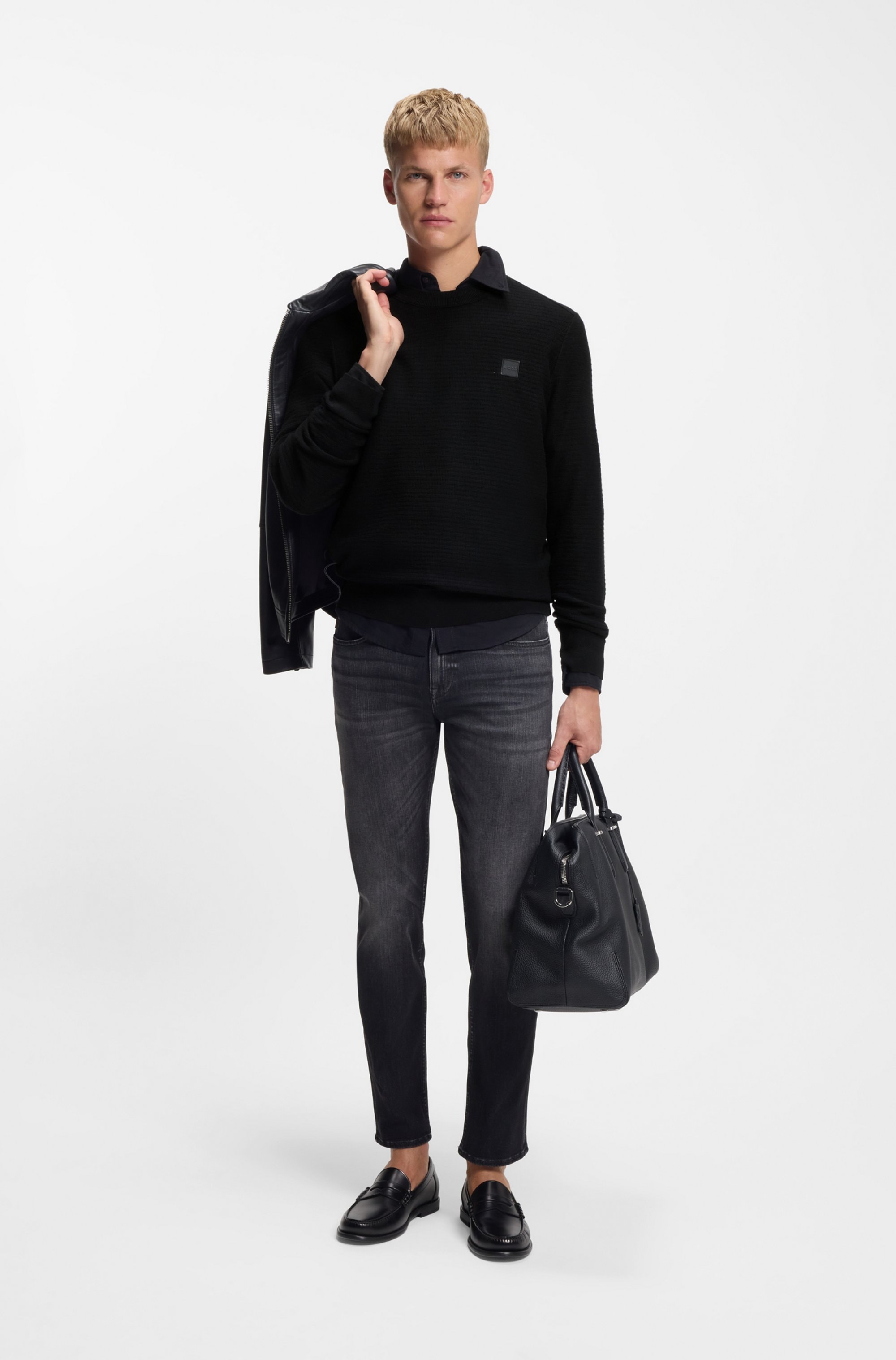 BOSS ORANGE Strickpullover »Anion« Rundhalsausschnitt, Regular Fit, BOSS-Label