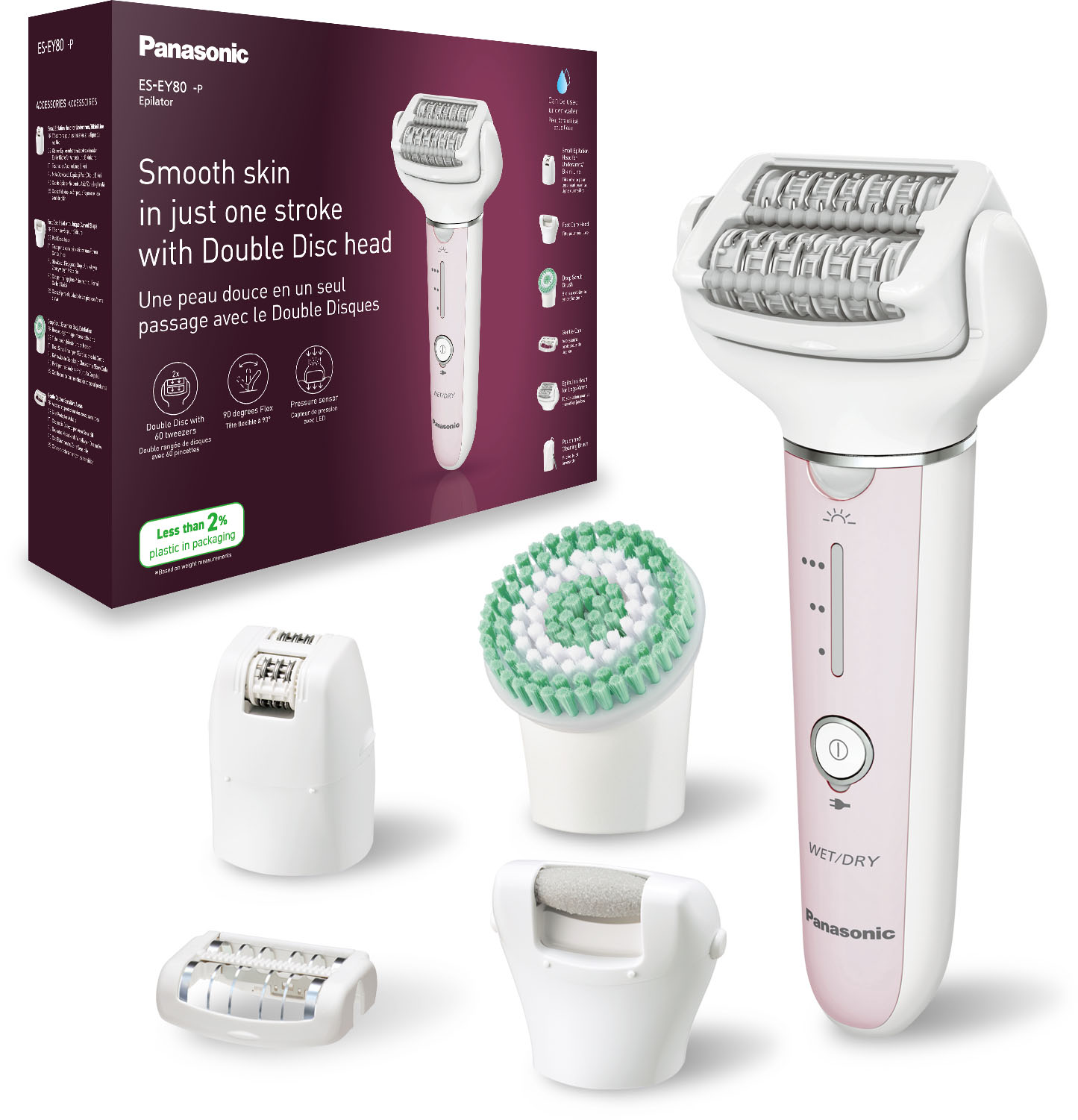 PANASONIC Damen Epilierer "ES-EY80-P503", rosa, B:6,9cm H:16,5cm T:4,9cm, Epilierer, 5-in-1 Nass-/Trocken-Epilierer