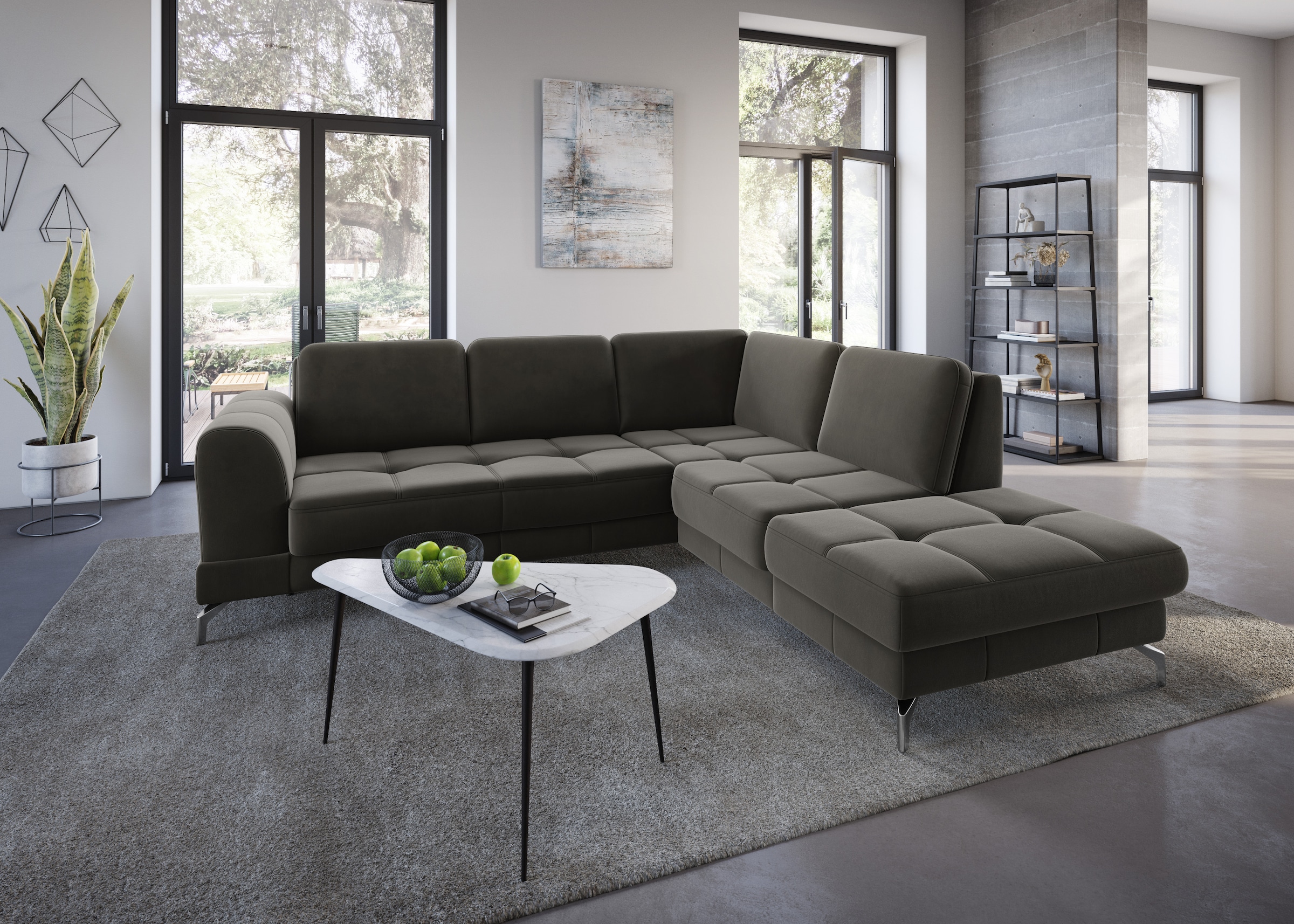 sit&more Ecksofa "Bendigo L-Form" inklusive Sitztiefenverstellung, Bodenfreiheit 12 cm, in 2 Fußfarben