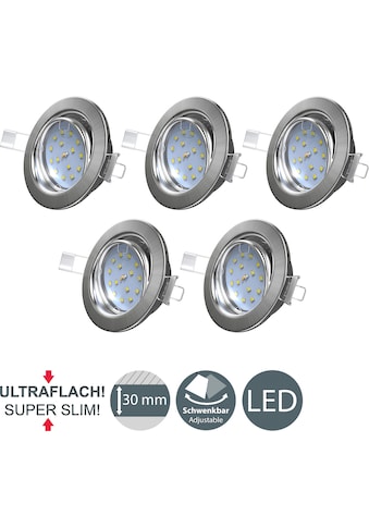 LED Einbauleuchte, 5er Set, 5 x LED-Modul 4,8 Watt, 400lm, 3.000K, Metallrahmen, nicht...