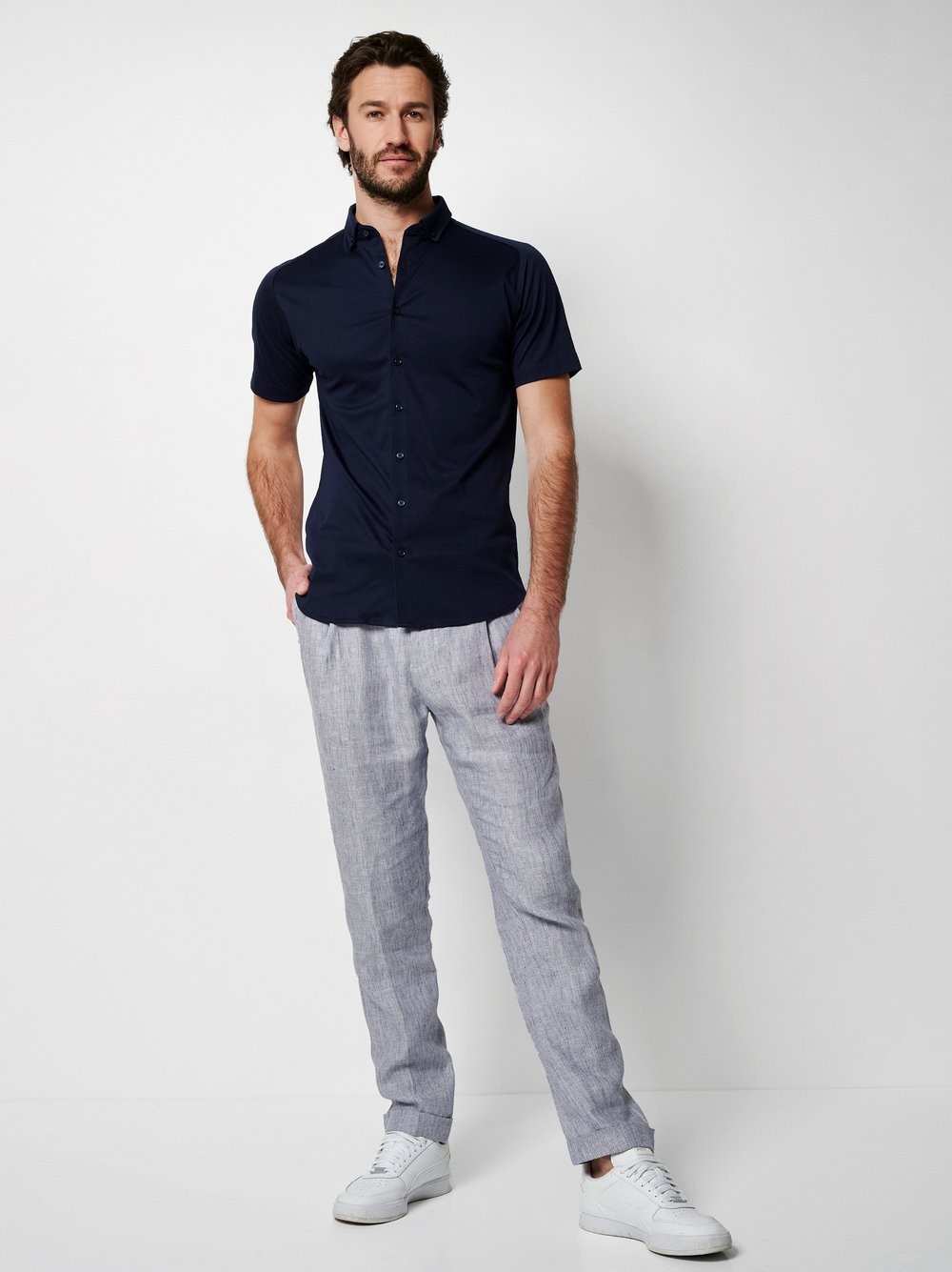 DESOTO Kurzarmhemd »Casual Modern BD 1/2«, Mit Rundhalsausschnitt