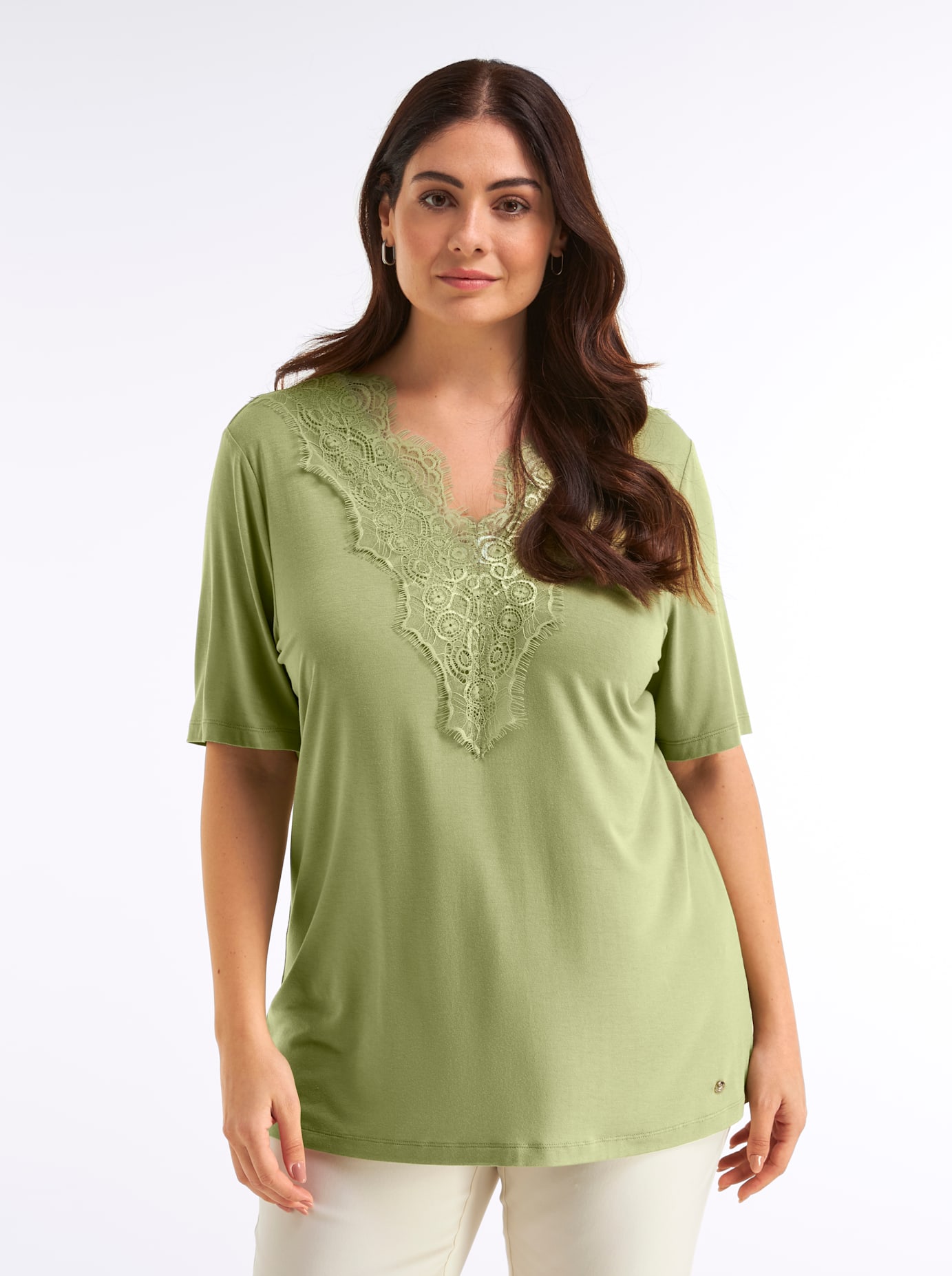 Sheego Spitzenshirt "Halbarmshirt" 1