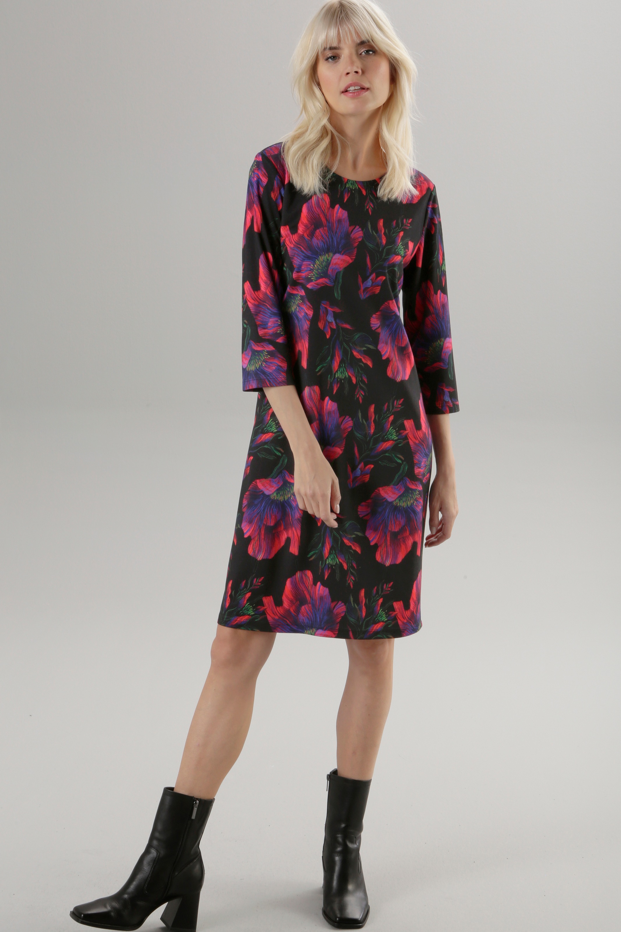 Aniston SELECTED Jerseykleid, mit Blumendruck in NEUE - BAUR bestellen KOLLEKTION | Knallfarben