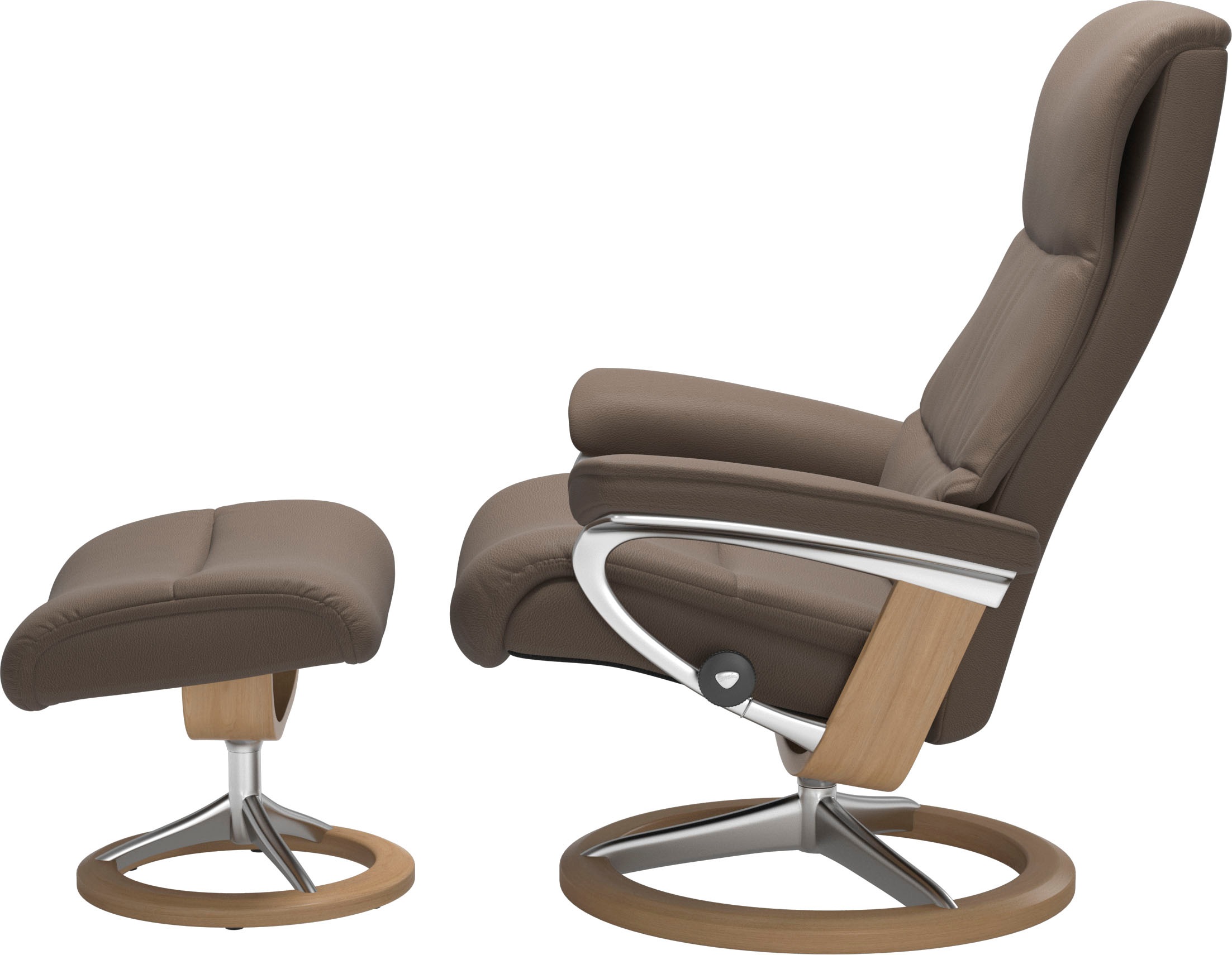 Stressless® Relaxsessel »View«, (Set, Relaxsessel mit Hocker), mit Signature Base, Größe S,Gestell Eiche