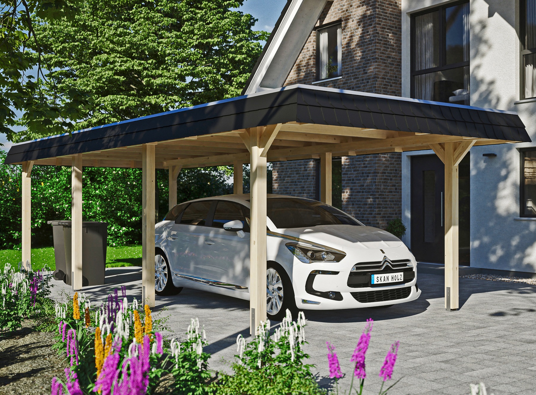 Skanholz Einzelcarport »Wendland« Leimholz 291 cm natur