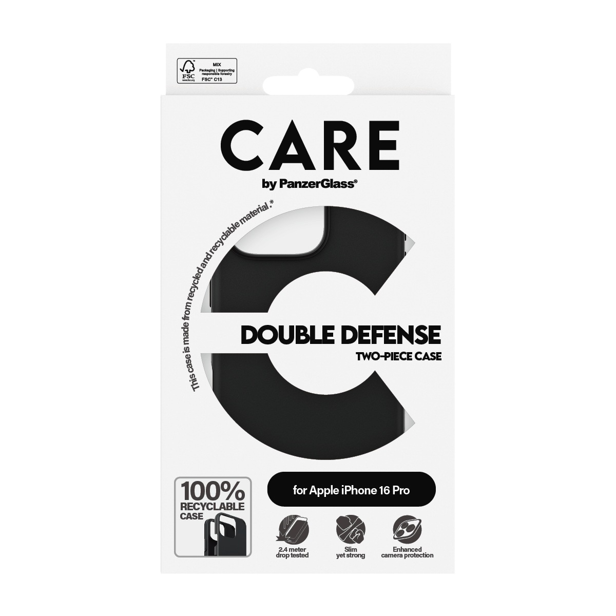 CARE by PanzerGlass Handyhülle »Double Defence Case für Apple iPhone 16 Pro«, Backcover, Schutzhülle, Handyschutzhülle, Case, Schutzcase, stoßfest