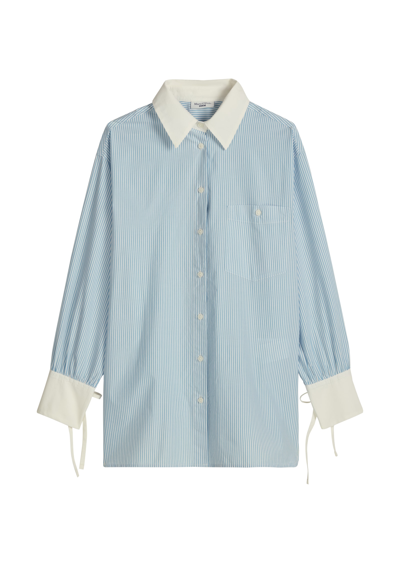 Marc O'Polo DENIM Langarmbluse Streifenbluse loose aus Papertouch Popeline