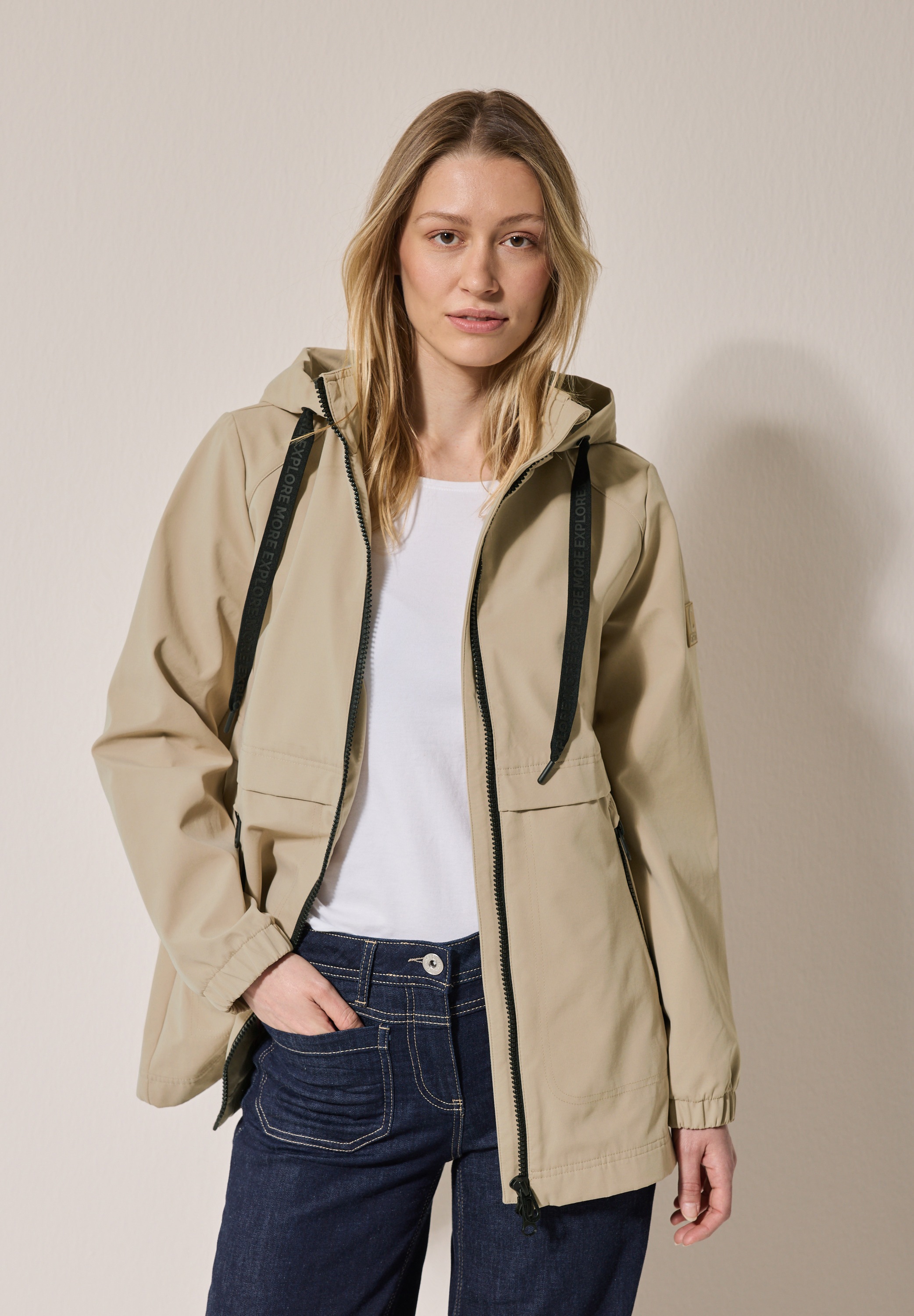 Cecil Outdoorjacke, mit Kapuze, aus softem Materialmix