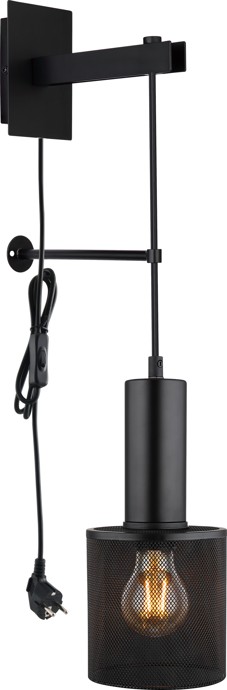 GLOBO LIGHTING Wandleuchte »JEDD«, Leuchtmittel E27 | ohne Leuchtmittel, Wandlampe/Metallgeflecht/schwarz/Wohnzimmer/Flur/inkl. Anschlusskabel