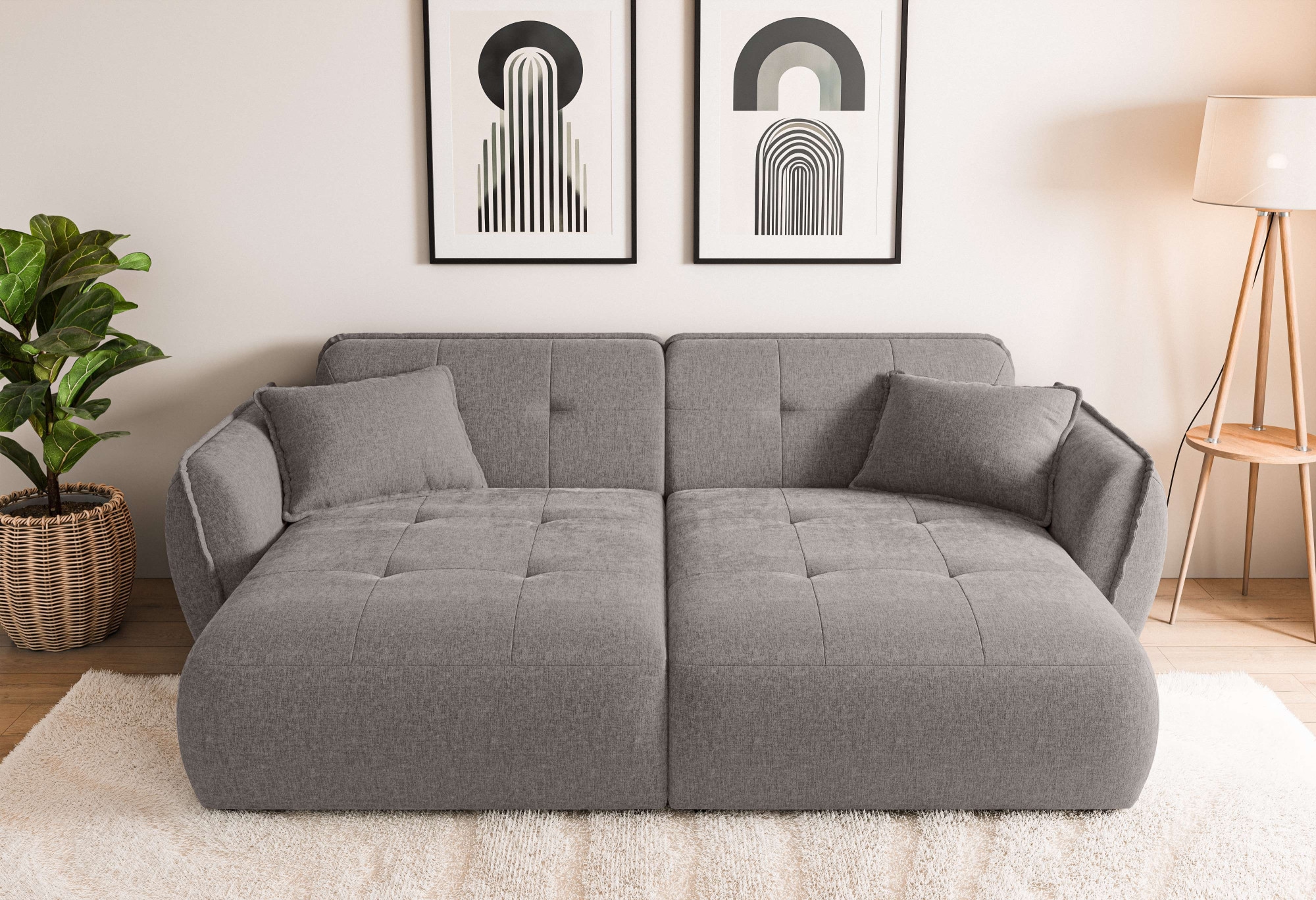 Home affaire Big-Sofa »MIRELDA Design-Sofa mit Steppungen, extra tief, Breite 251 cm« elegant und bequem, enthält 2 Zierkissen, belastbar bis 480kg
