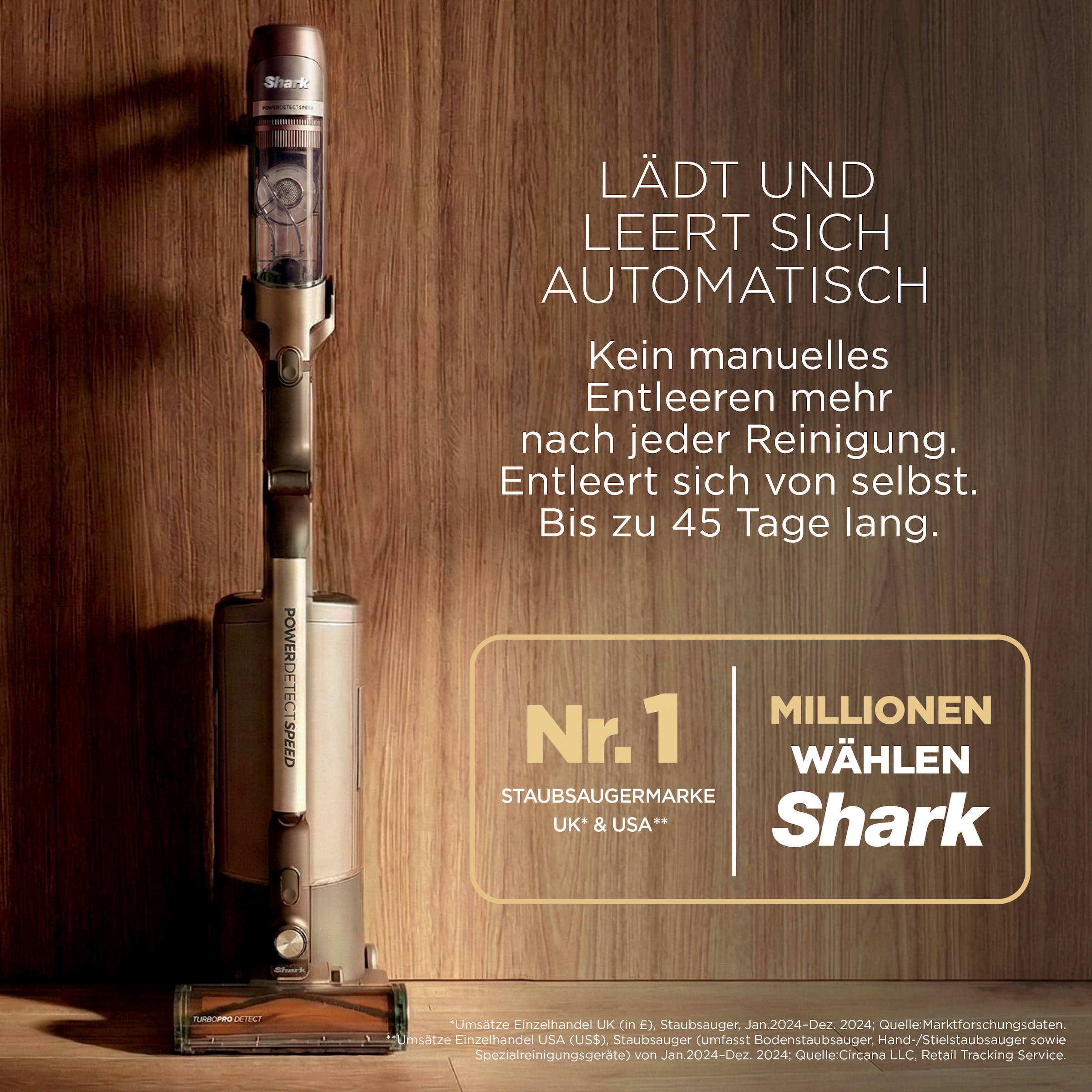 Shark Staubsauger-Akku »Shark PowerDetect Speed Luxe Collection Clean & Empty« 3.750 mAh 18,0 4 POWERDETECT-TECHNOLOGIEN, Selbstentleerende Ladestation:
