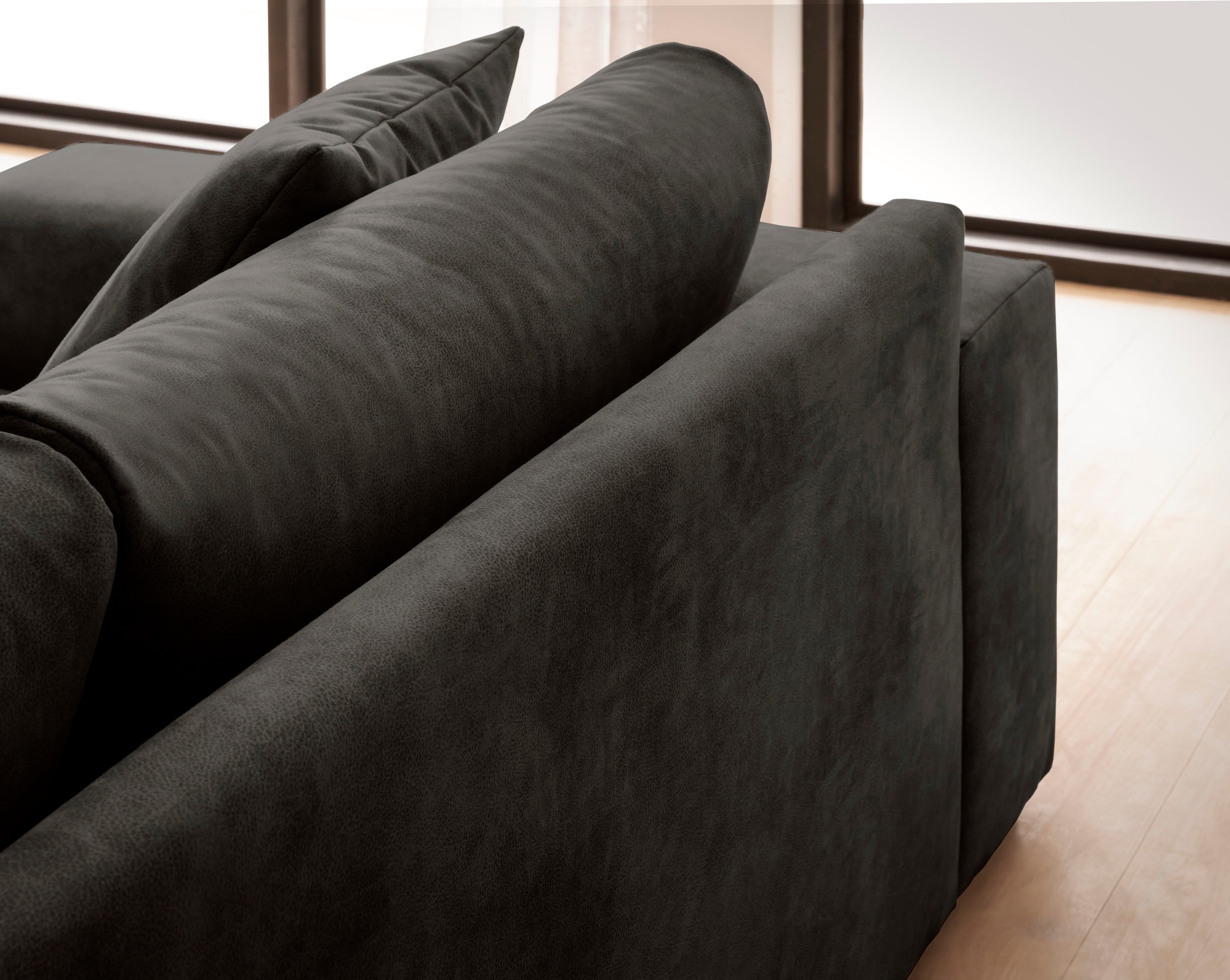 andas Ecksofa »SLEETLAND XXL in Samtvelours oder Vintage-Leder-Optik, L-Form,«, besonders groß und bequem