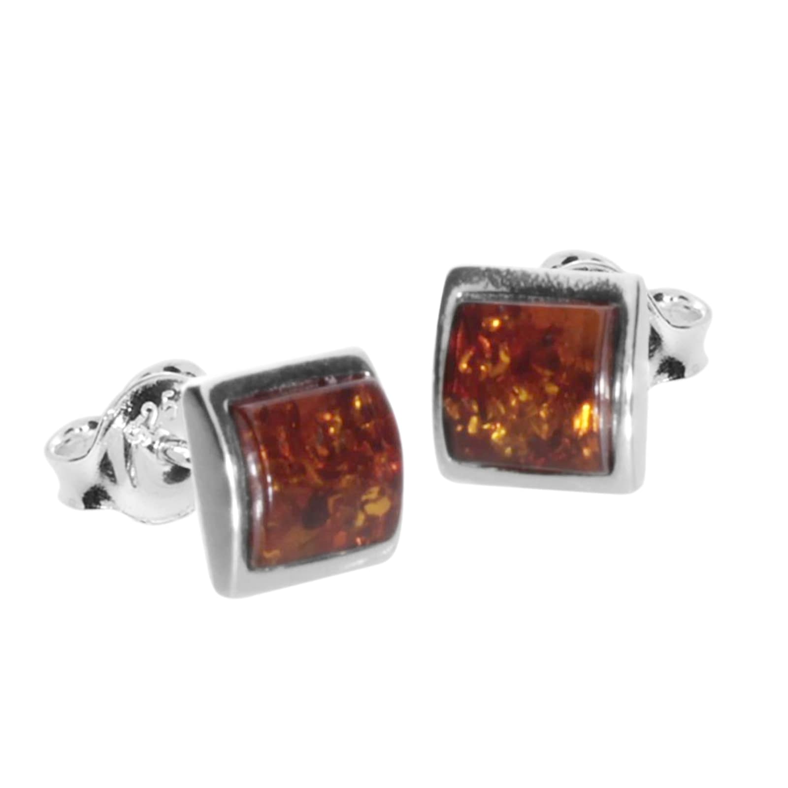Paar Ohrstecker OSTSEE-SCHMUCK "- Classic 5 x 5 mm - Silber 925/000 - Bernstein" Gr. 7, silber (silber 925, silberfarben, weiß), Ohrringe, Damen, Silber 925 (Sterlingsilber)
