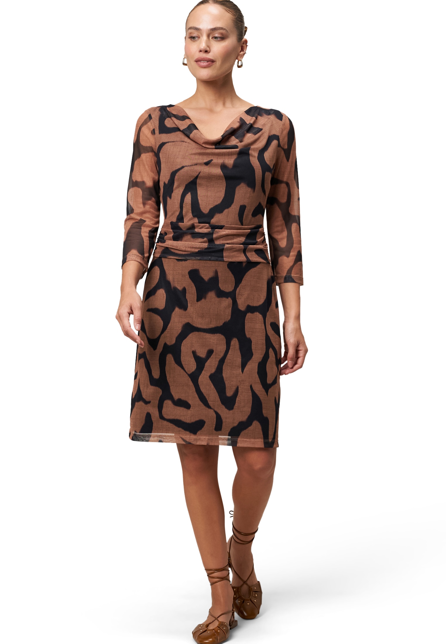 Zero Meshkleid "Damen mit Wasserfallausschnitt" Ohne Tasche drapiert /geraf günstig online kaufen