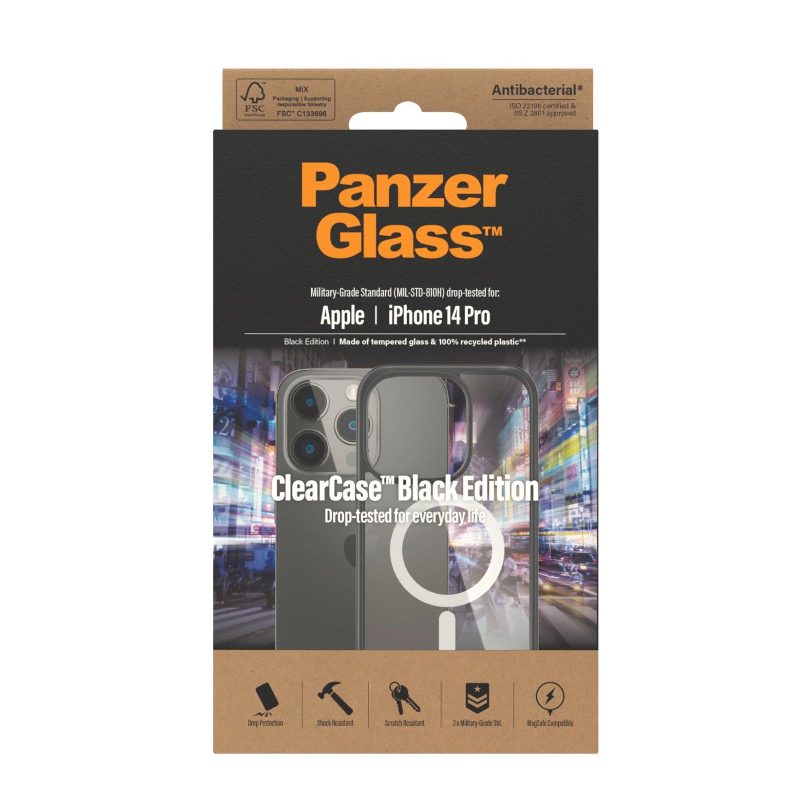 PanzerGlass Backcover »MagSafe ClearCase mit BlackFrame - iPhone 14 Pro«