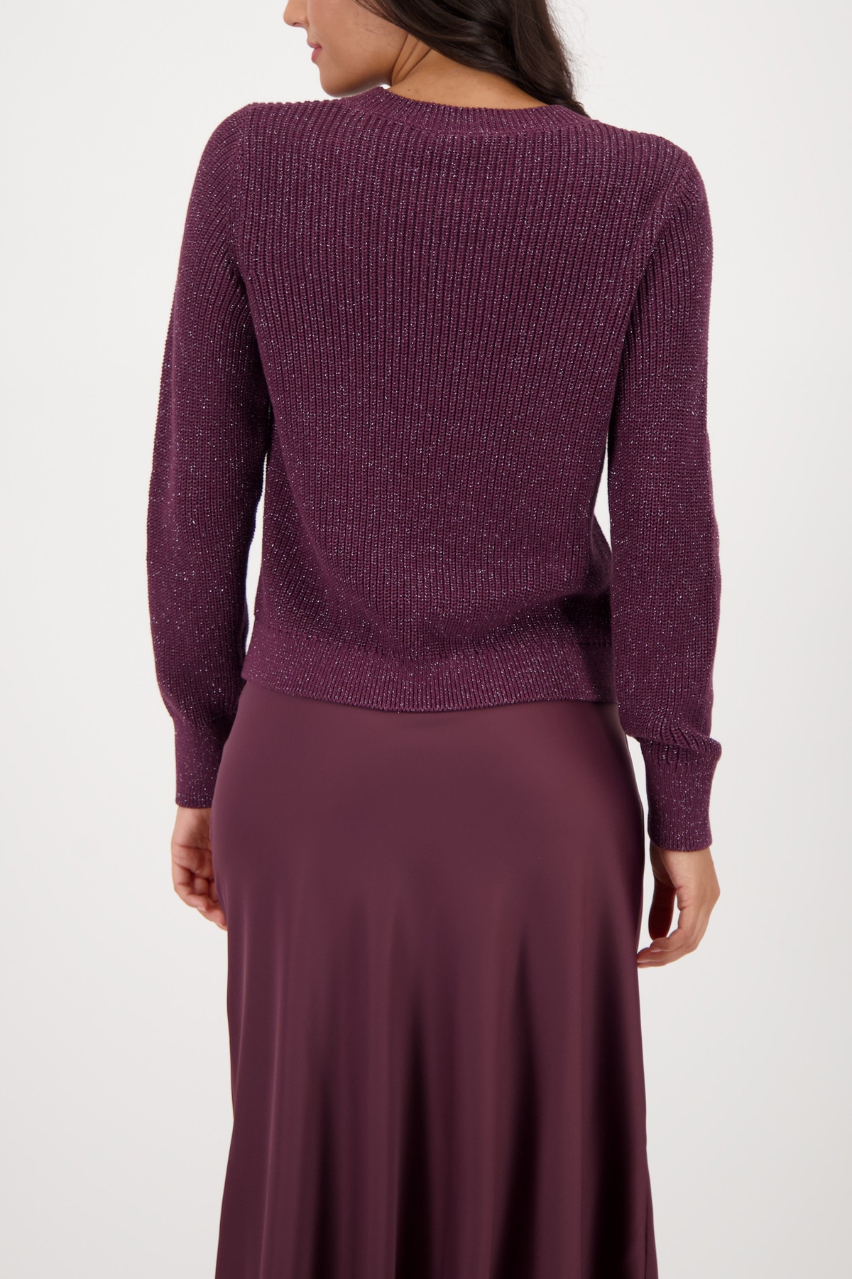 Monari Strickpullover »Pullover Basic Lurex«, Mit Rundhalsausschnitt