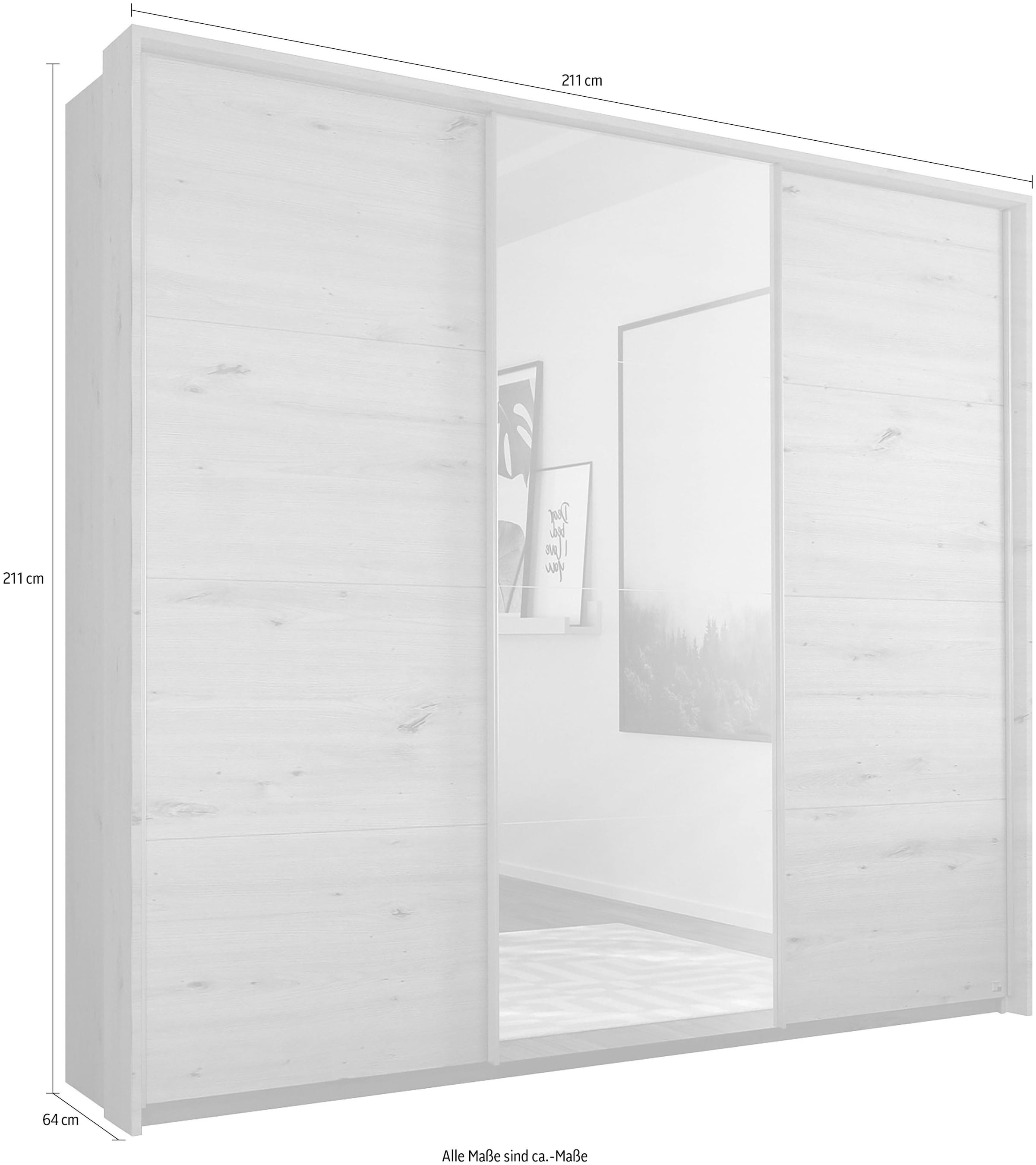 rauch Schwebetürenschrank »Kleiderschrank Schrank Garderobe Wäscheschrank TOMA mit Passepartout«, inkl. Regaleinsatz sowie zusätzlichen Einlegeböden MADE IN GERMANY