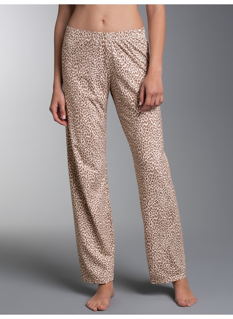 TRIGEMA Damen Jerseyhose "TRIGEMA Pyjama Hose mit weitem Bein und Leo Allovermuster"natur, Gr. S, Single Jersey, 48% Baumwolle, 48% Micromodal, 4%