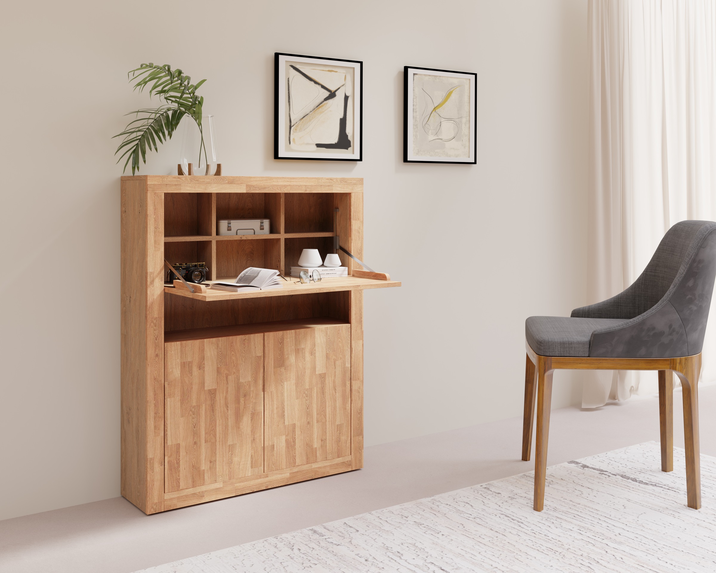 OTTO home Sekretär "Logo" mit viel Stauraum, teilmassiv günstig online kaufen