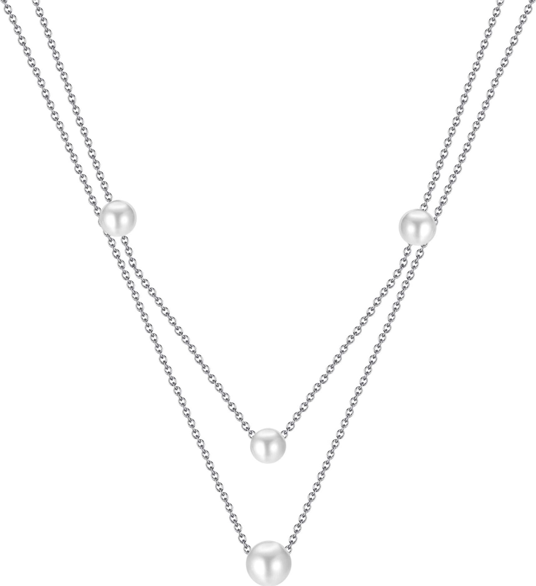 Firetti Kette mit Anhänger »Schmuck Geschenk Edelstahl Halsschmuck Halskette Layer doppelreihig«, mit Perle (synth.)