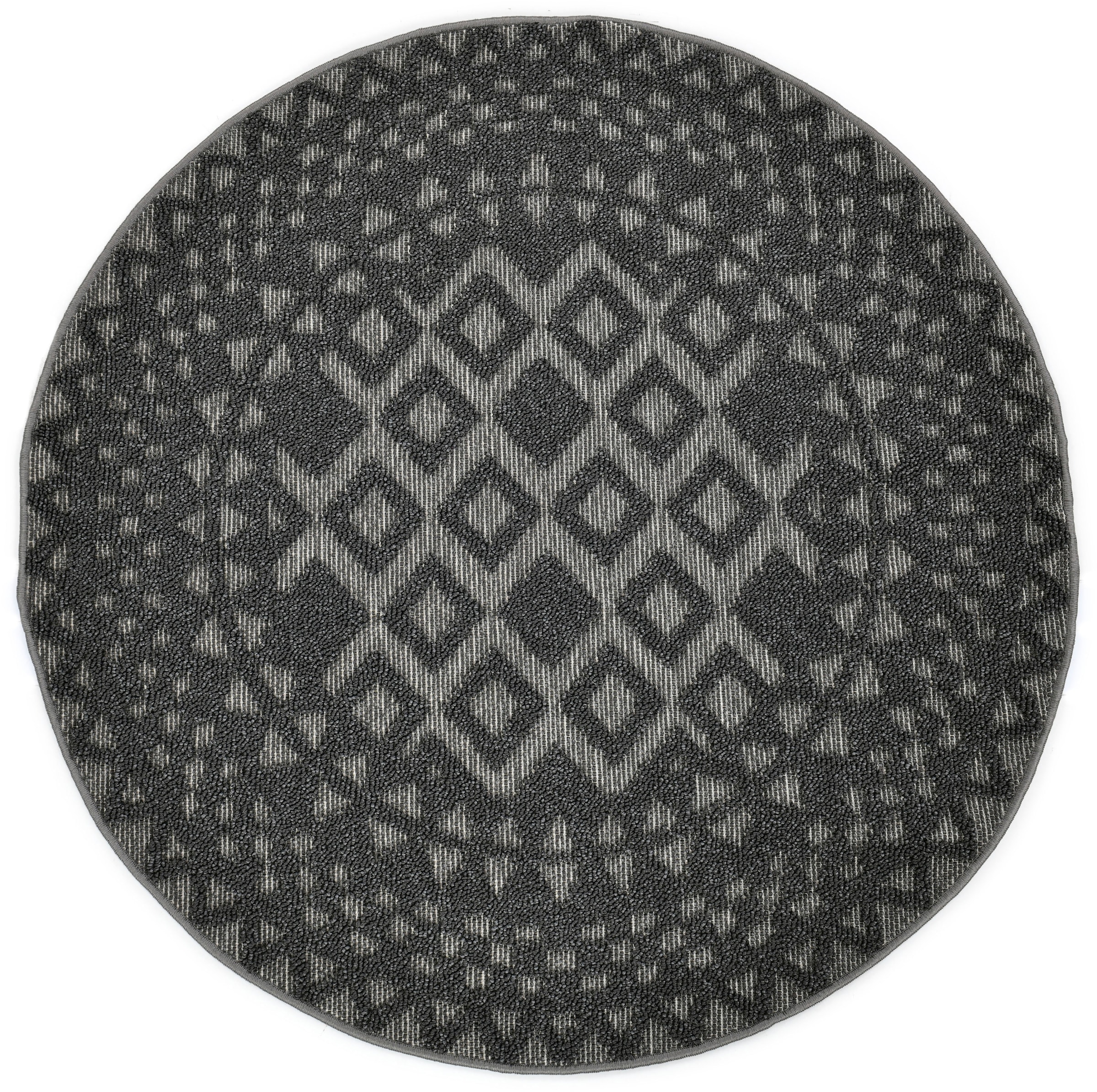my home Teppich »Juliane Outdoor«, rund, 12 mm Höhe, Hoch-Tief-Struktur, Boho, Outdoor geeignet, Balkon, Terrasse