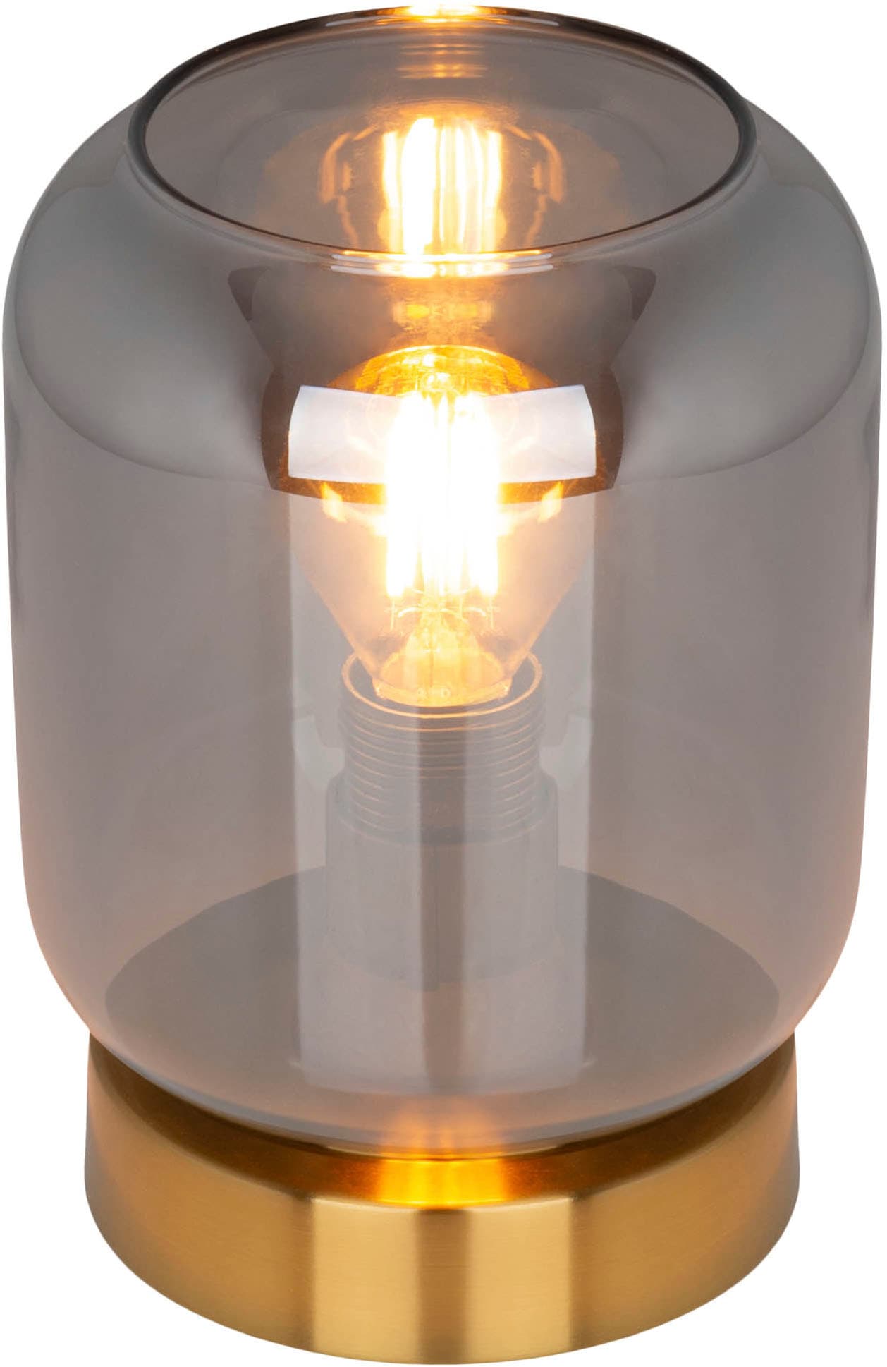 näve Tischleuchte »Alessio«, 1 flammig, Leuchtmittel E14 | ohne Leuchtmittel, Rauchglas, exkl. 1 x E14, Zuleitung 160cm schwarz mit Schnurschalter