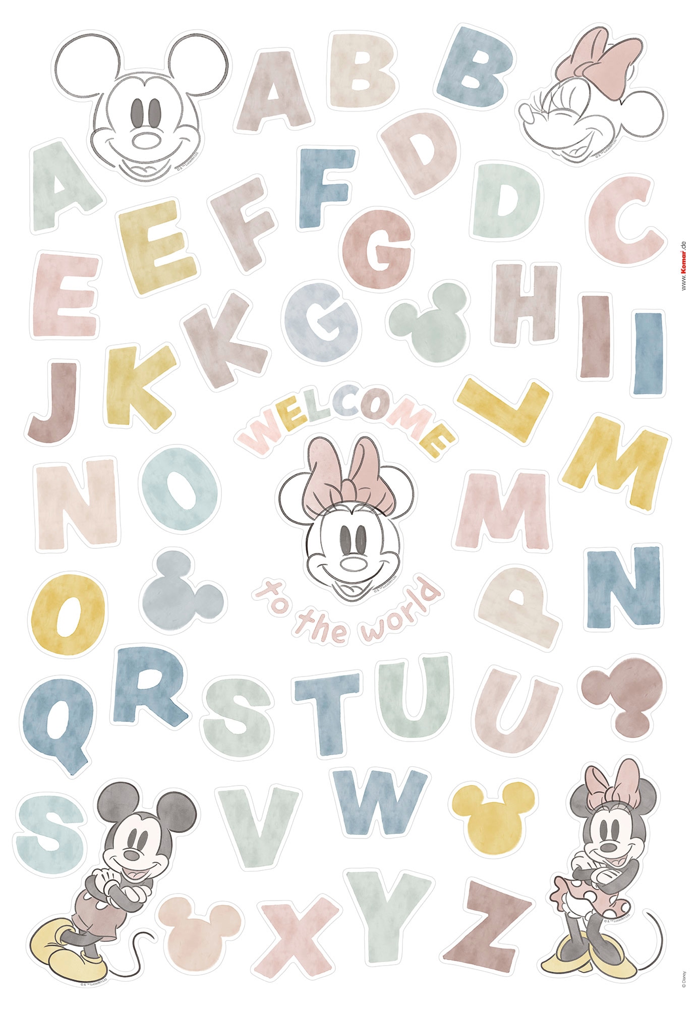 Komar Wandtattoo »Mickey Alphabet«, (56 BAUR (Breite cm | selbstklebendes Höhe), 50x70 x Wandtattoo St.)