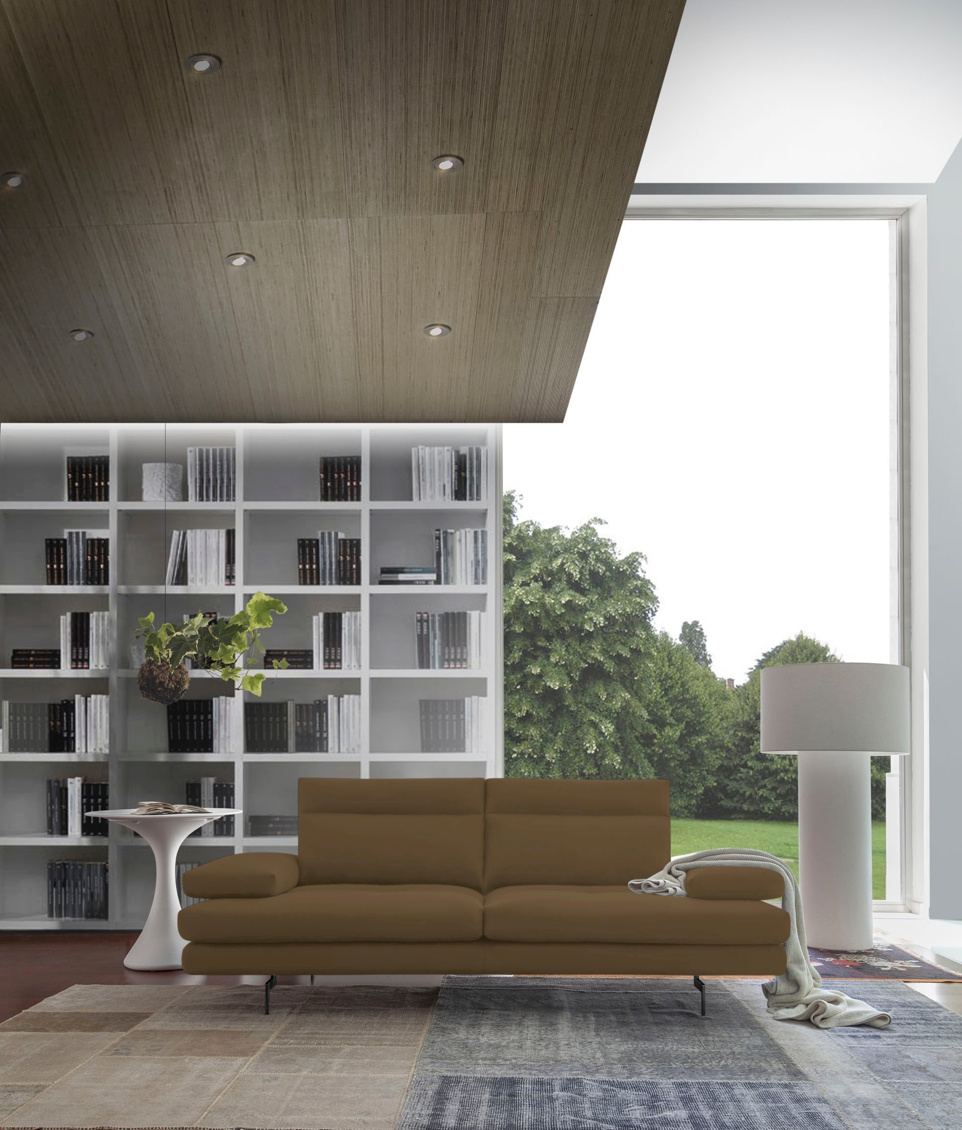 CALIA ITALIA 3-Sitzer "Toby Wing, 208 cm breit, Designsofa, hochwertige Verarbeitungsdetails" inkl. Sitztiefenverstellung und Armteilfunktion, Füße in Schwarz matt