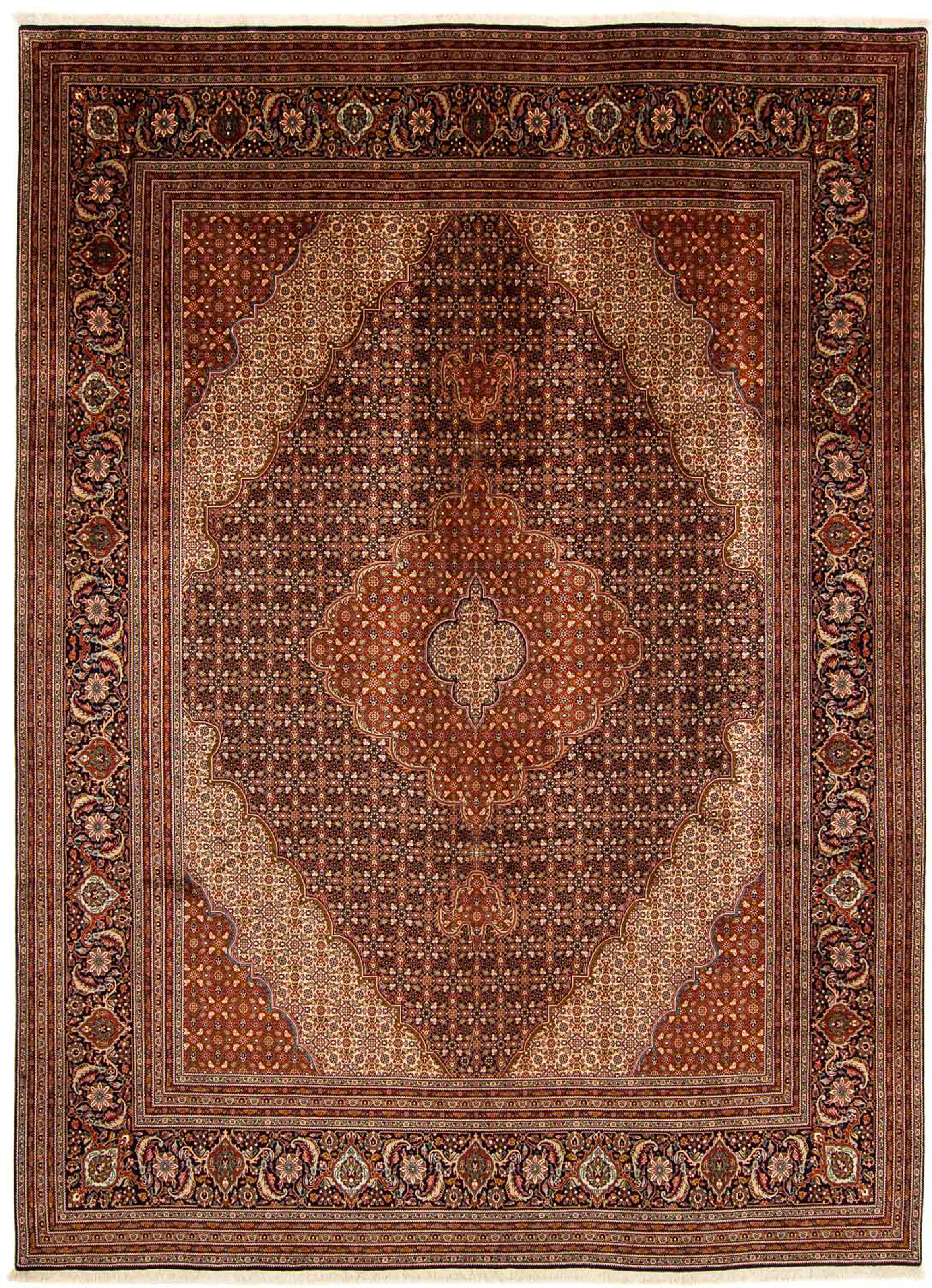 morgenland Orientteppich »Perser - Täbriz - 390 x 295 cm - braun«, rechteckig, Wohnzimmer, Handgeknüpft, Einzelstück mit Zertifikat