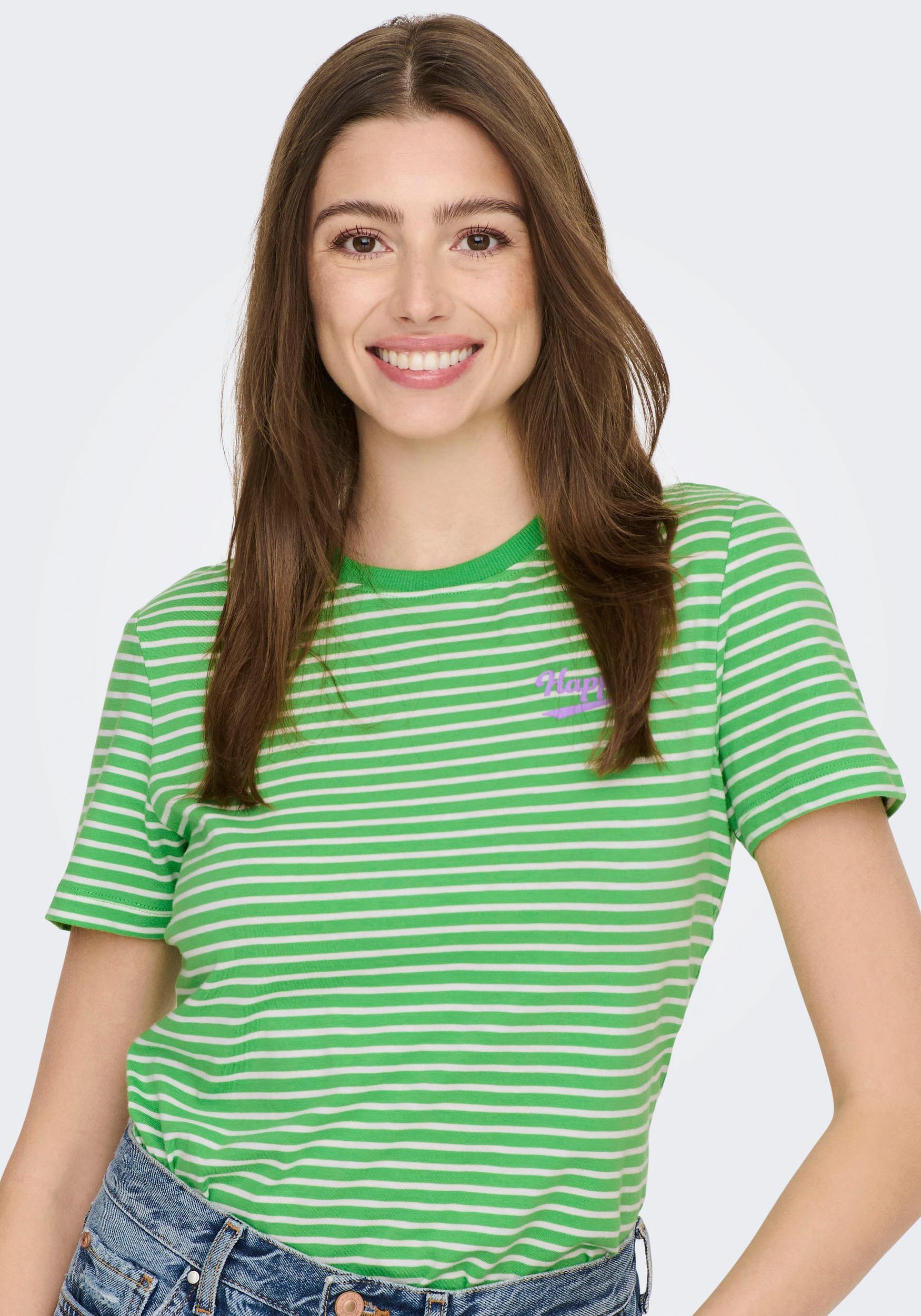 ONLY Rundhalsshirt »ONLWEEKDAY REG S/S STRIPE TOP BOX JRS« online kaufen |  BAUR