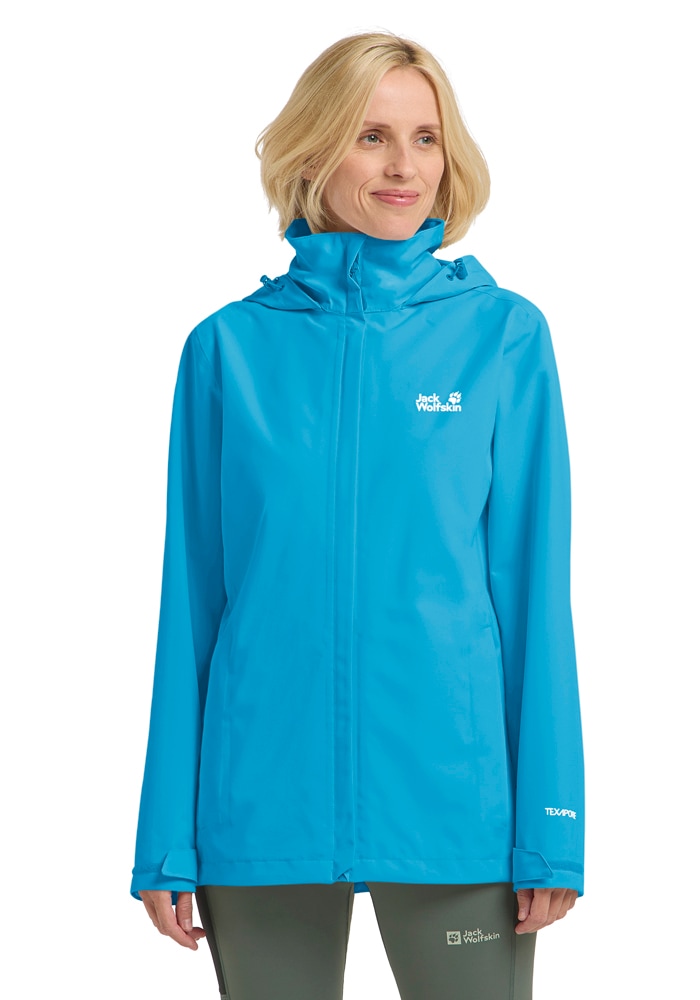 Jack Wolfskin Funktionsjacke "TRAILTIME 2L JKT W" mit Kapuze mit im Kragen verstaubarer Kapuze, wasser- und winddicht, atmungsaktiv