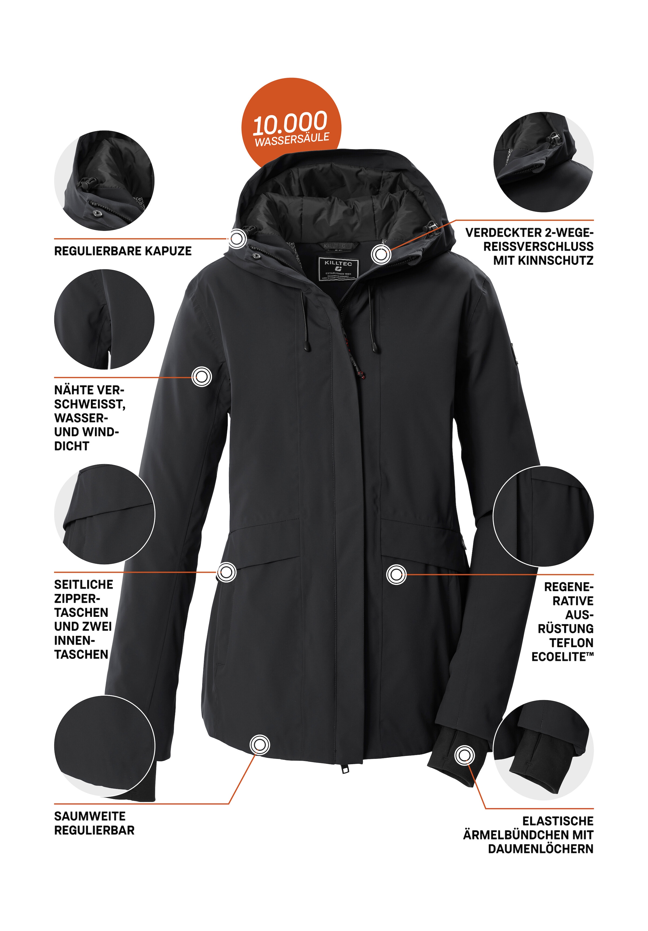 Killtec Funktionsjacke »KOW 24 WMN JCKT« Wind- und wasserdichte Damenjacke mit Teflon EcoElite™ Imprägnierung