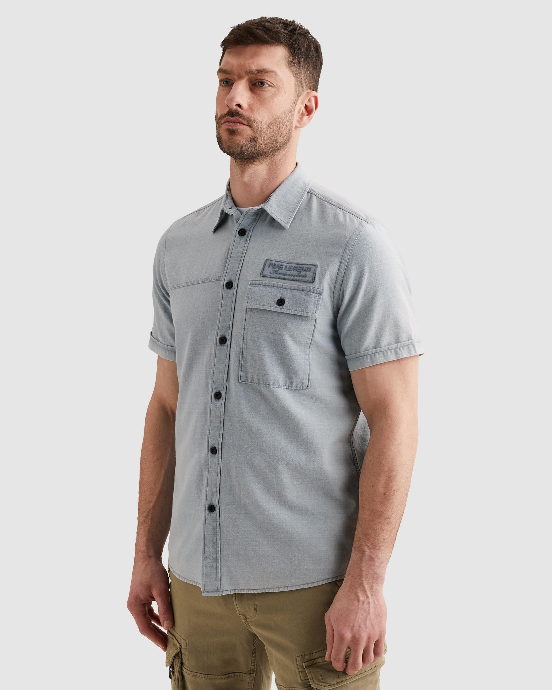 PME LEGEND Kurzarmhemd »Short Sleeve Shirt Indigo yarn dyed stripe« mit Logo Stickerei