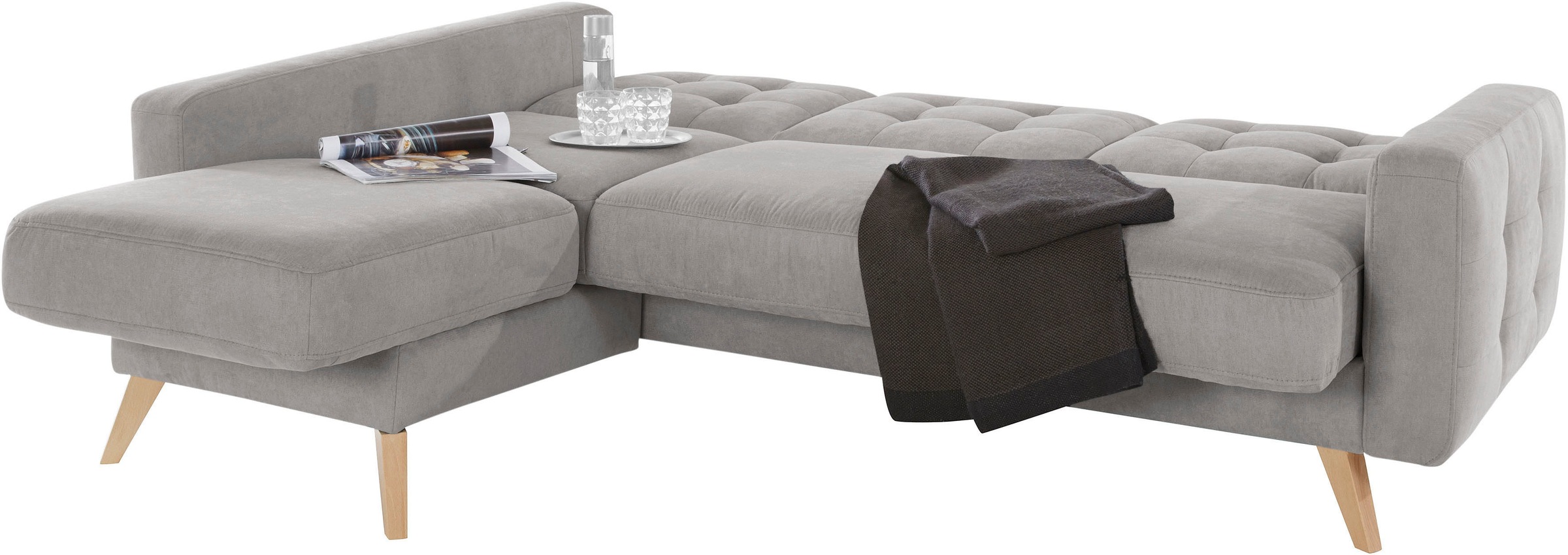 exxpo - sofa fashion Ecksofa »Nappa, kompakt und komfortabel, bequem, zeitloses Design, L-Form«, tolle Detailverarbeitung, inkl. Bettfunktion und Bettkasten