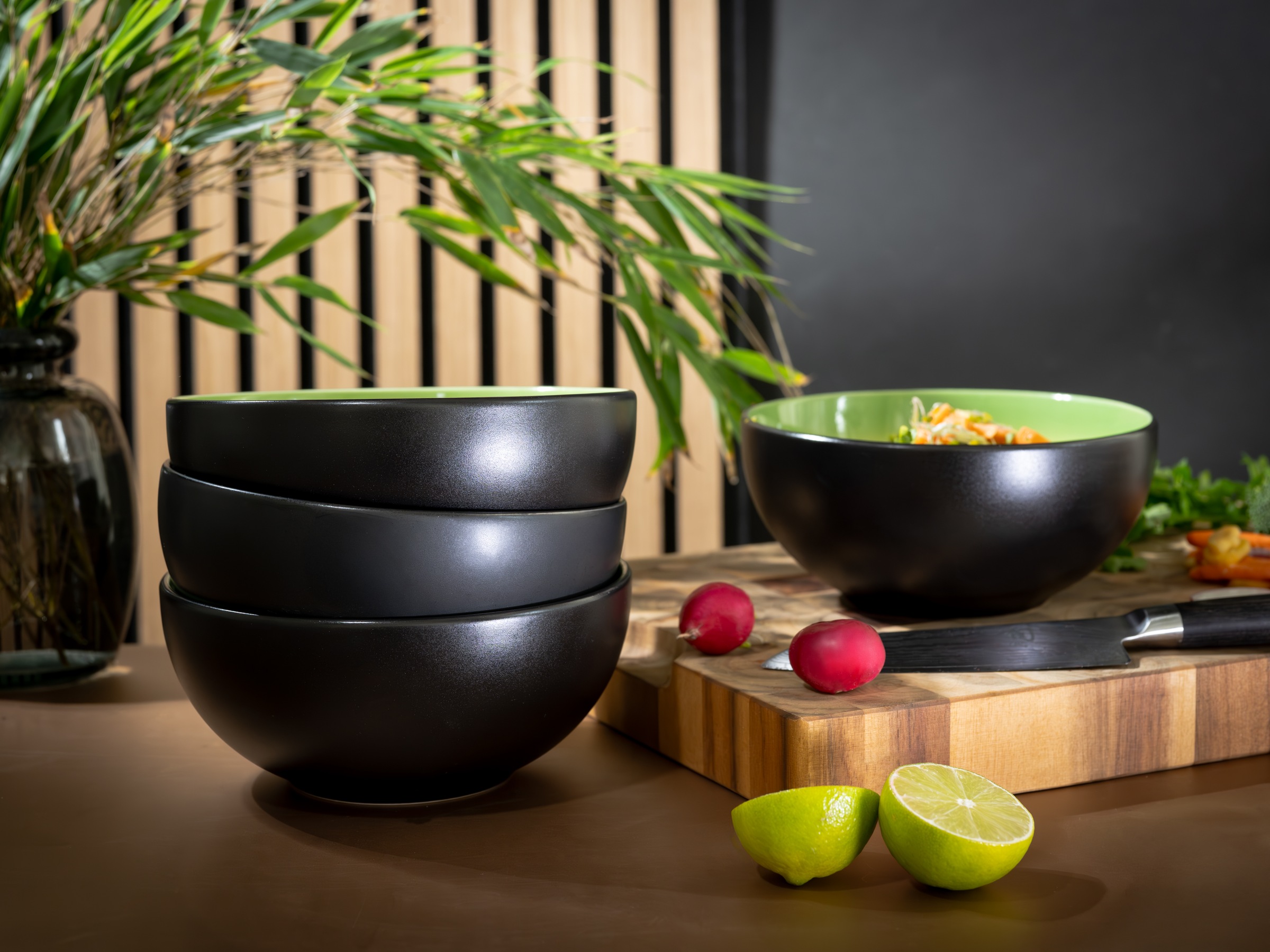 CreaTable Schüssel »Hot, Buddha Bowl, 4-tlg.« 4 aus Steinzeug Moderne Coupeform, außergewöhnliches Design