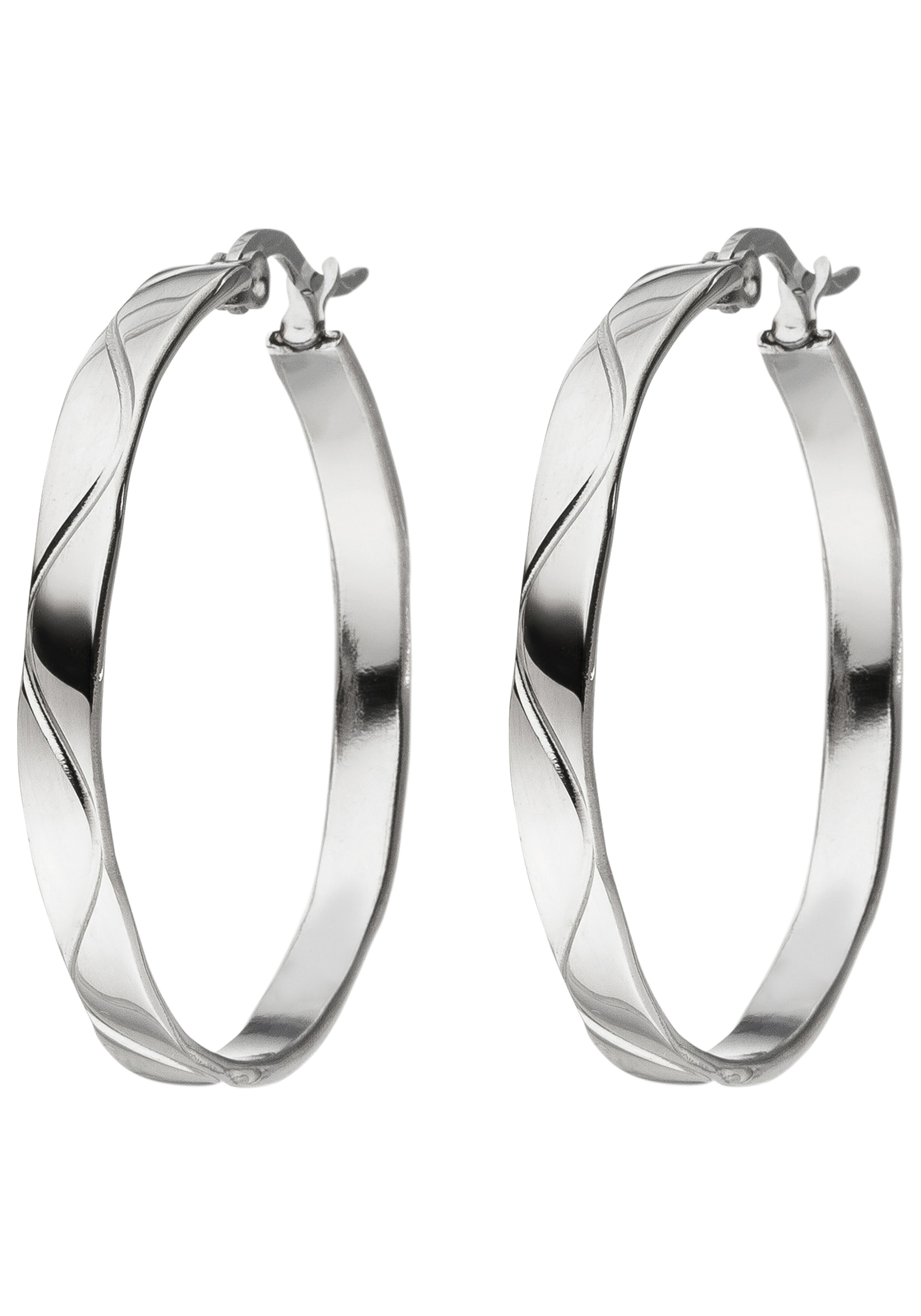 Paar Creolen JOBO, silber (edelstahlfarben), Ohrringe, Damen, 34mm, Edelstahl, aus Edelstahl 34 mm 2