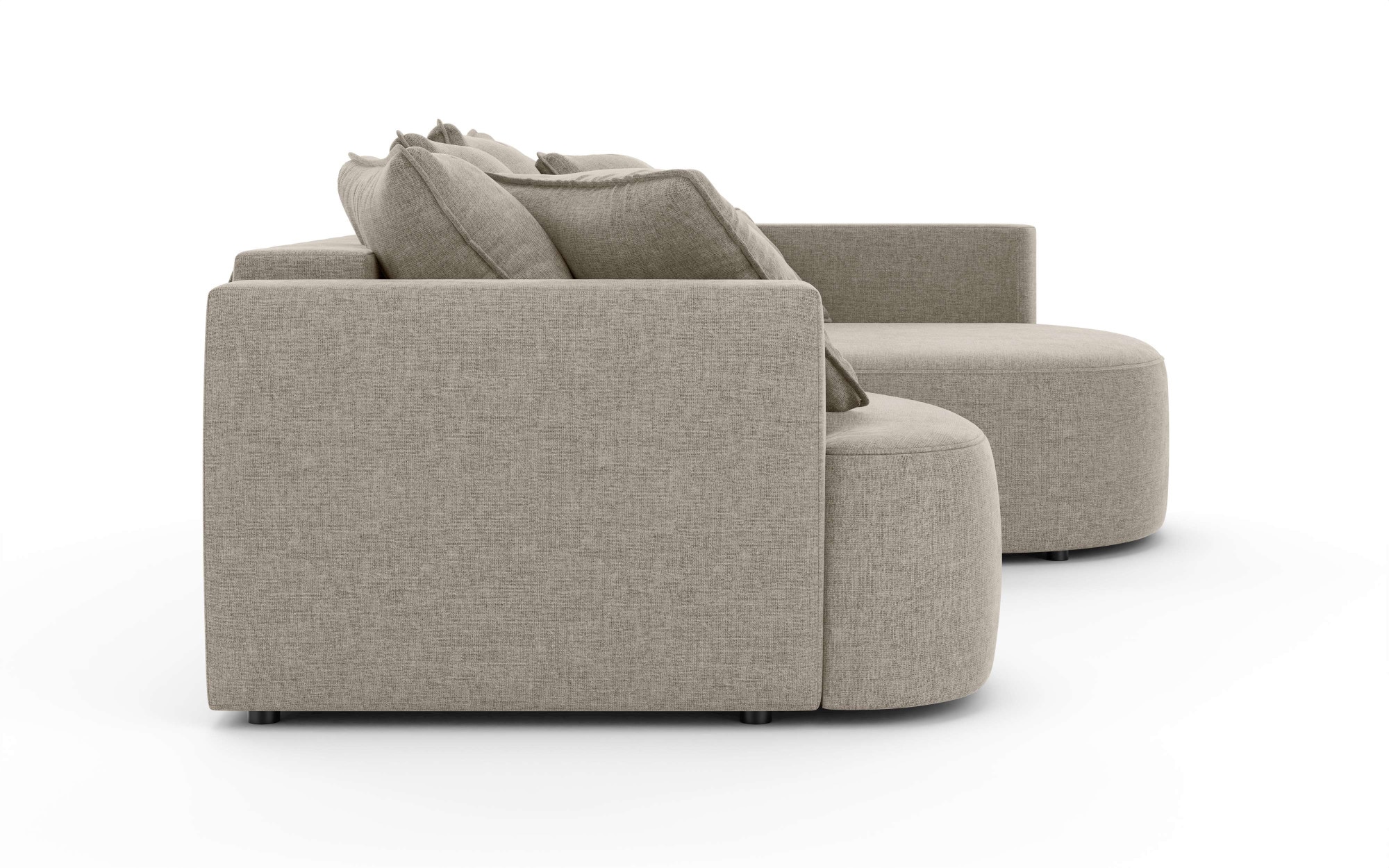 INOSIGN Ecksofa »Kahekili, Schlafsofa mit Bettkasten, Maße B/T/H: 255/181/90/ cm«, L-Form mit Wellenunterfederung, 7 Rückenkissen und 2 Zierkissen